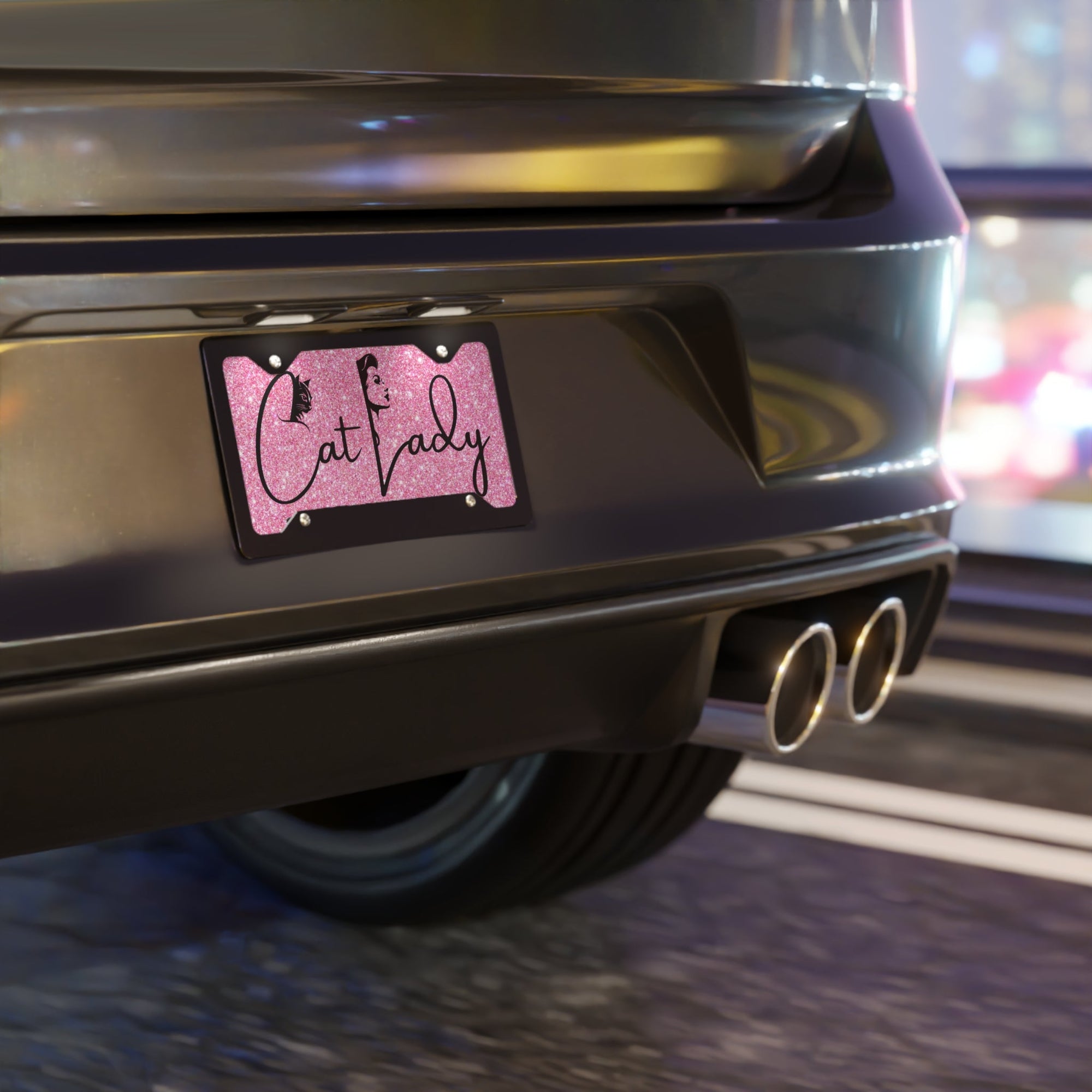 Sparkly Cat Lady Vanity Plate - License Plate for Cat Lovers Printify