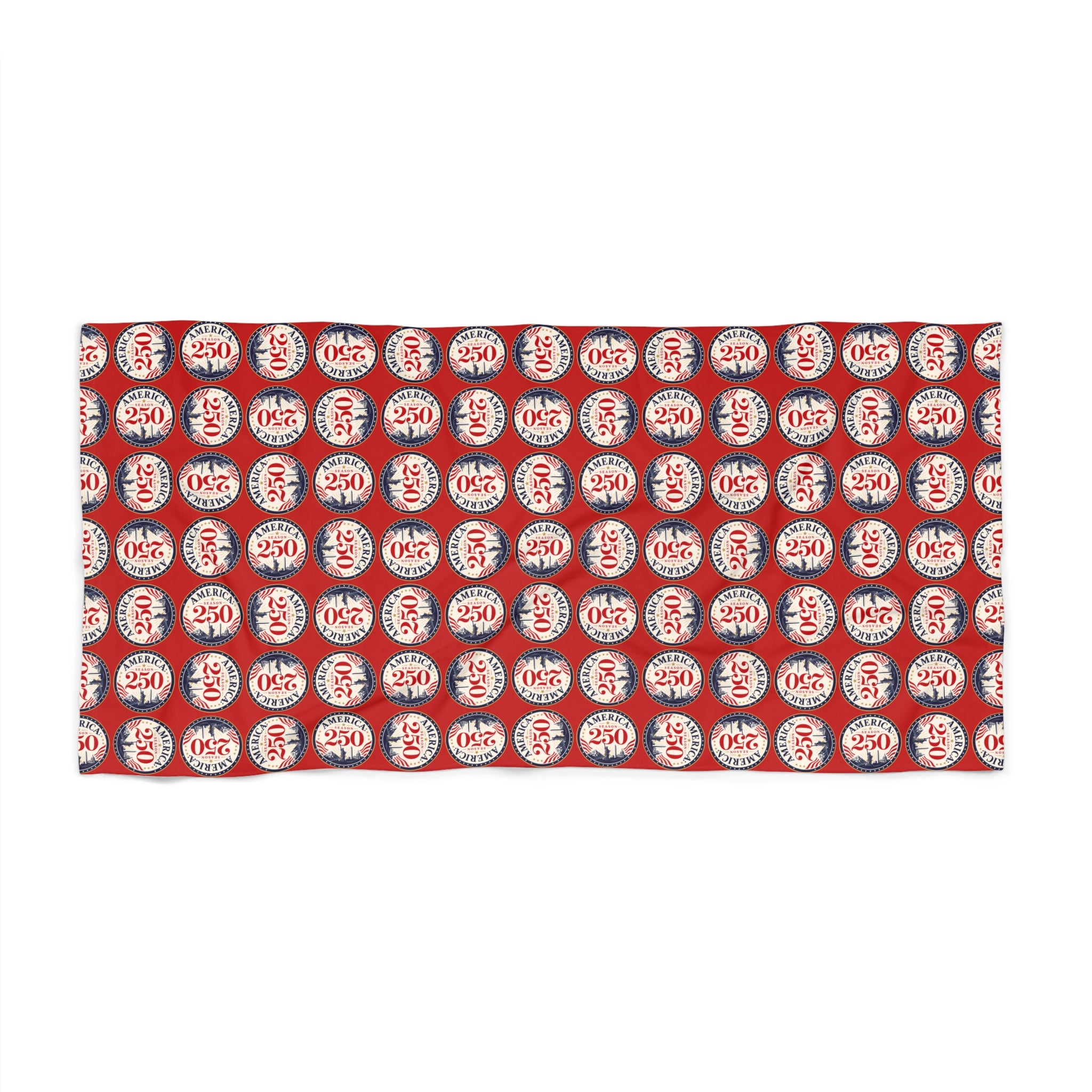 America 250 Retro Badge Beach Towel | Oversized Patriotic Summer Pool & Beach Towel