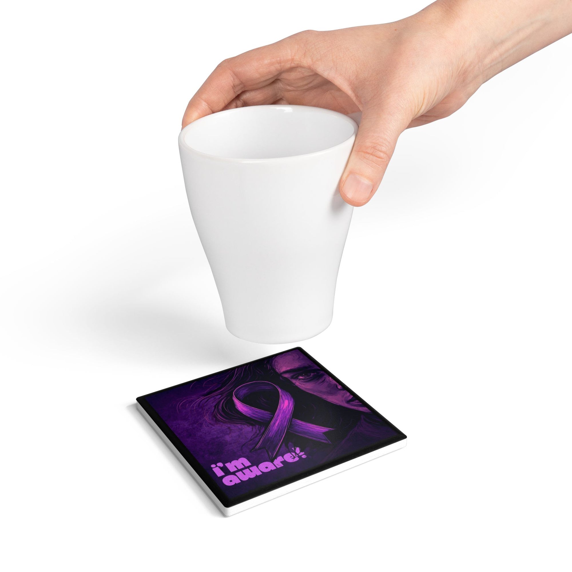 Epilepsy Awareness Ribbon Coaster Set, Inspirational Gift