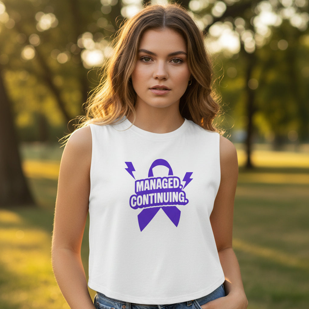 Managed. Continuing. Women’s Crop Top | Epilepsy Awareness