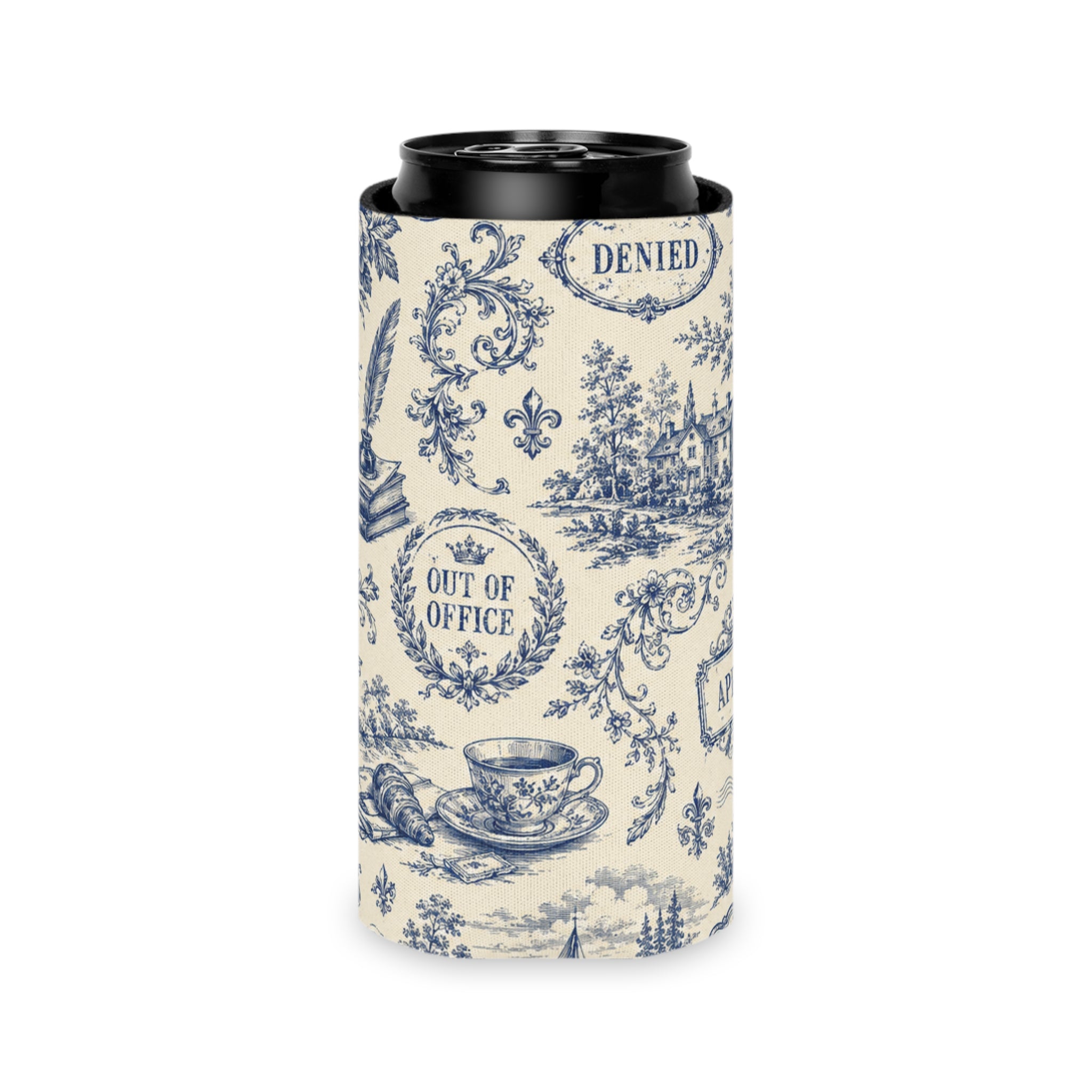 Out of Office Toile Can Cooler