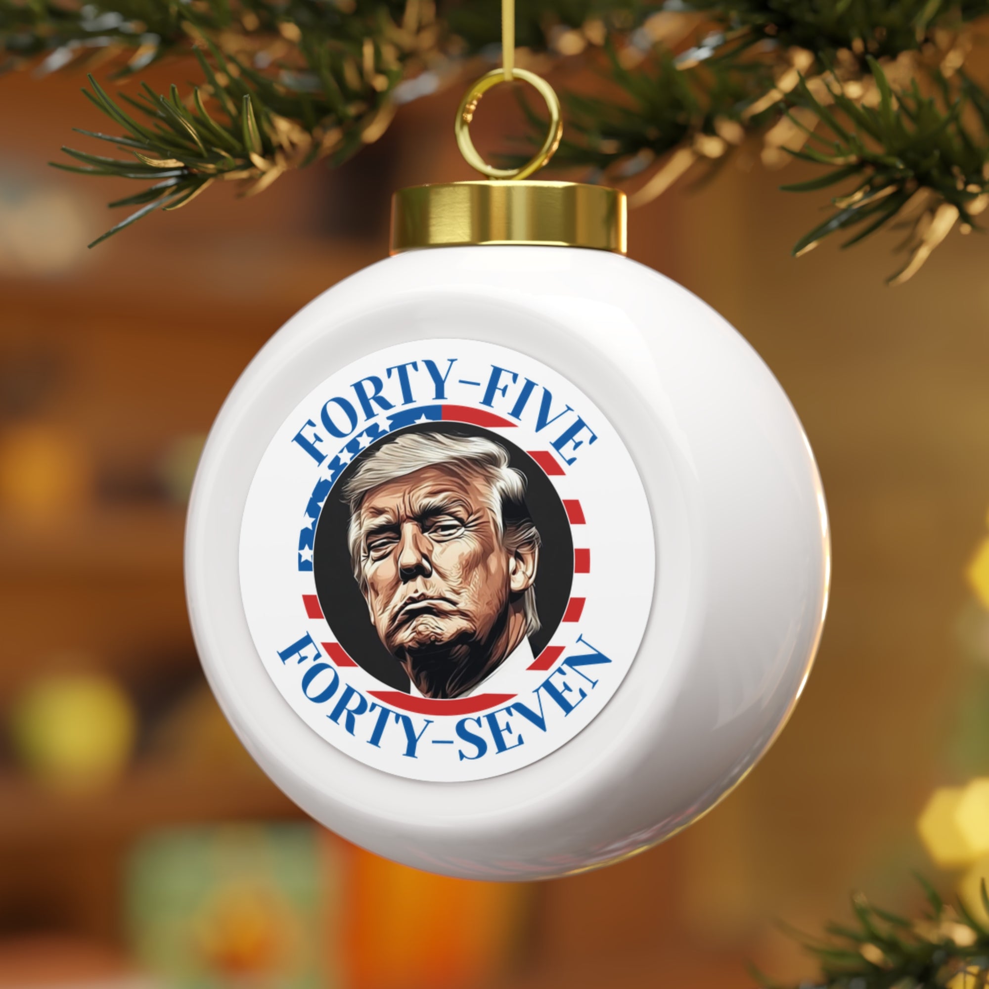 Christmas Ball Ornament with Trump, Political Holiday Decor
