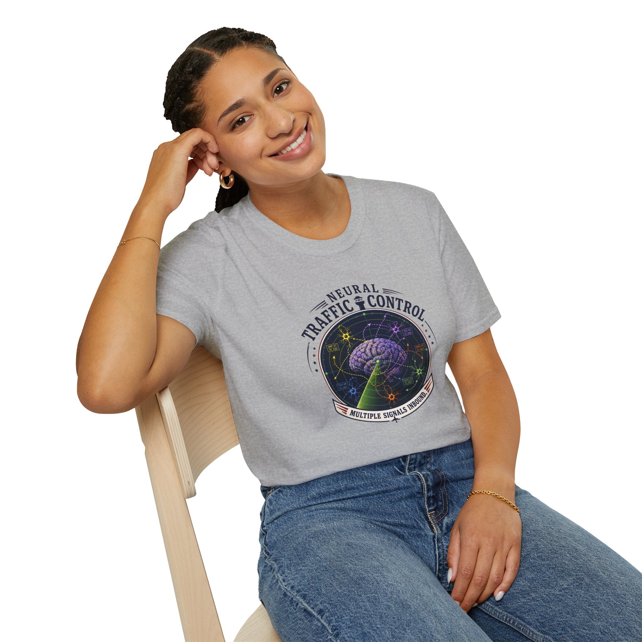 Neural Traffic Control T-Shirt | Brain Radar Graphic Tee