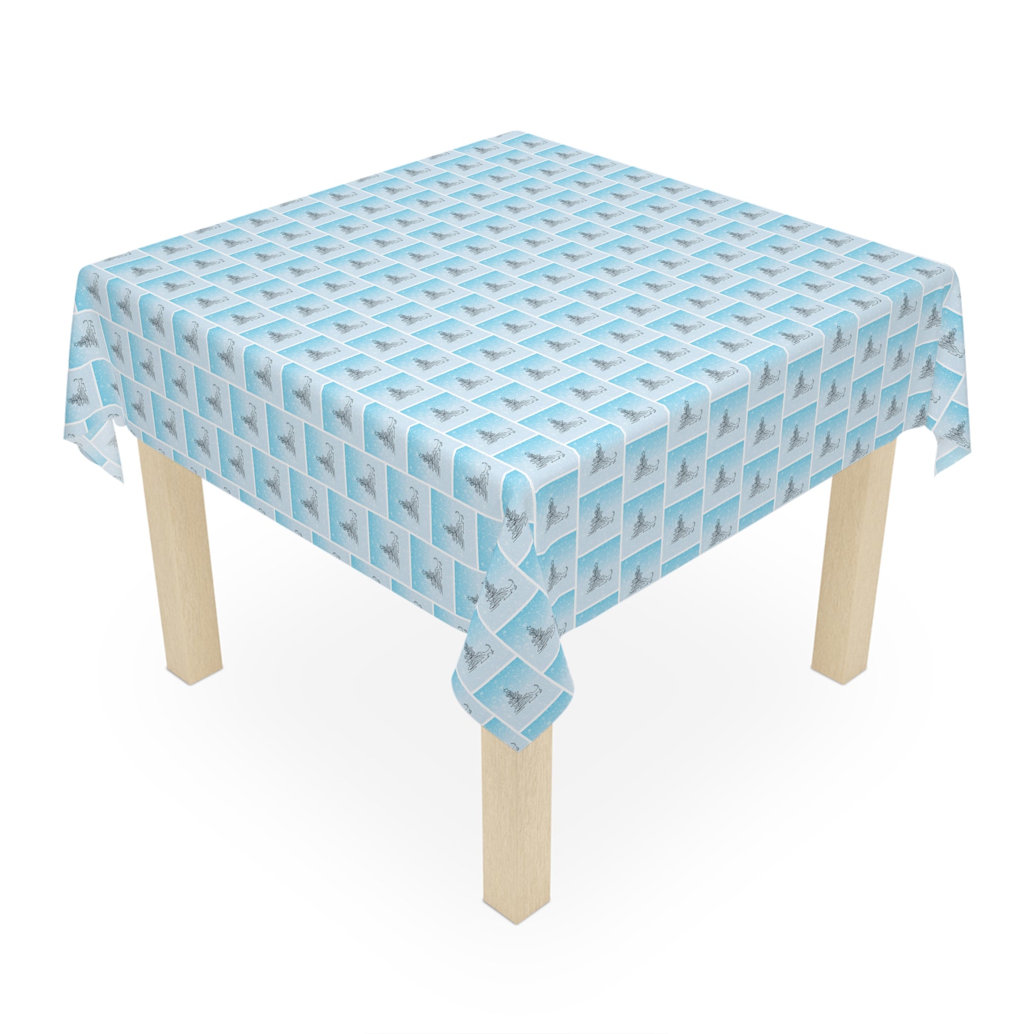 Photo depicting the ​Abstract Kitty Christmas Tablecloth from EpiAl's Shop.