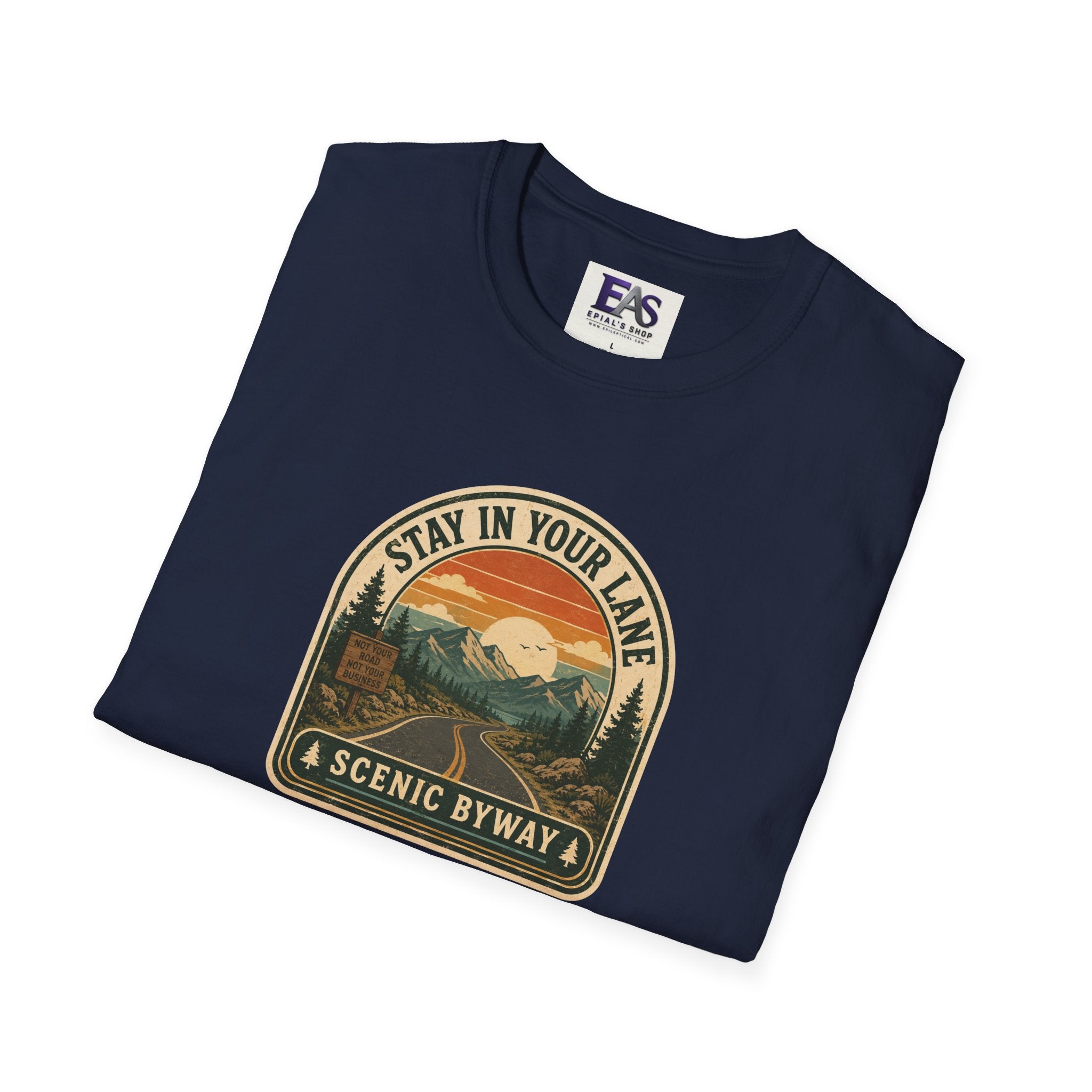 Stay in Your Lane Scenic Byway Unisex T-Shirt | Retro Road Trip Graphic Tee