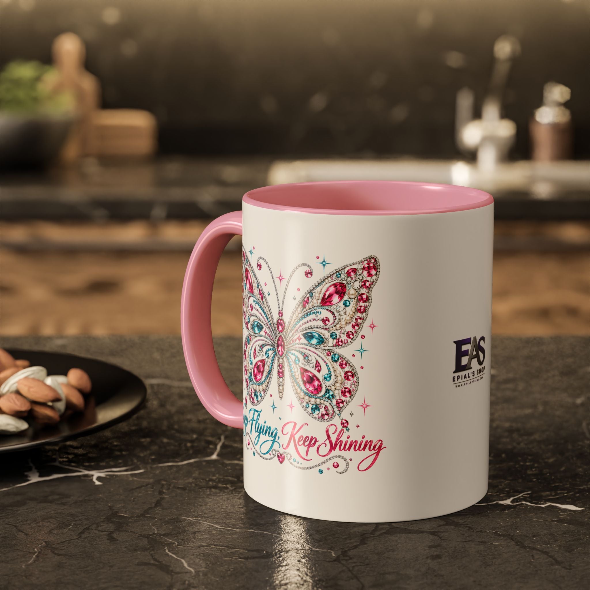Keep Flying, Keep Shining Rhinestone Butterfly Mug (11oz & 15oz)