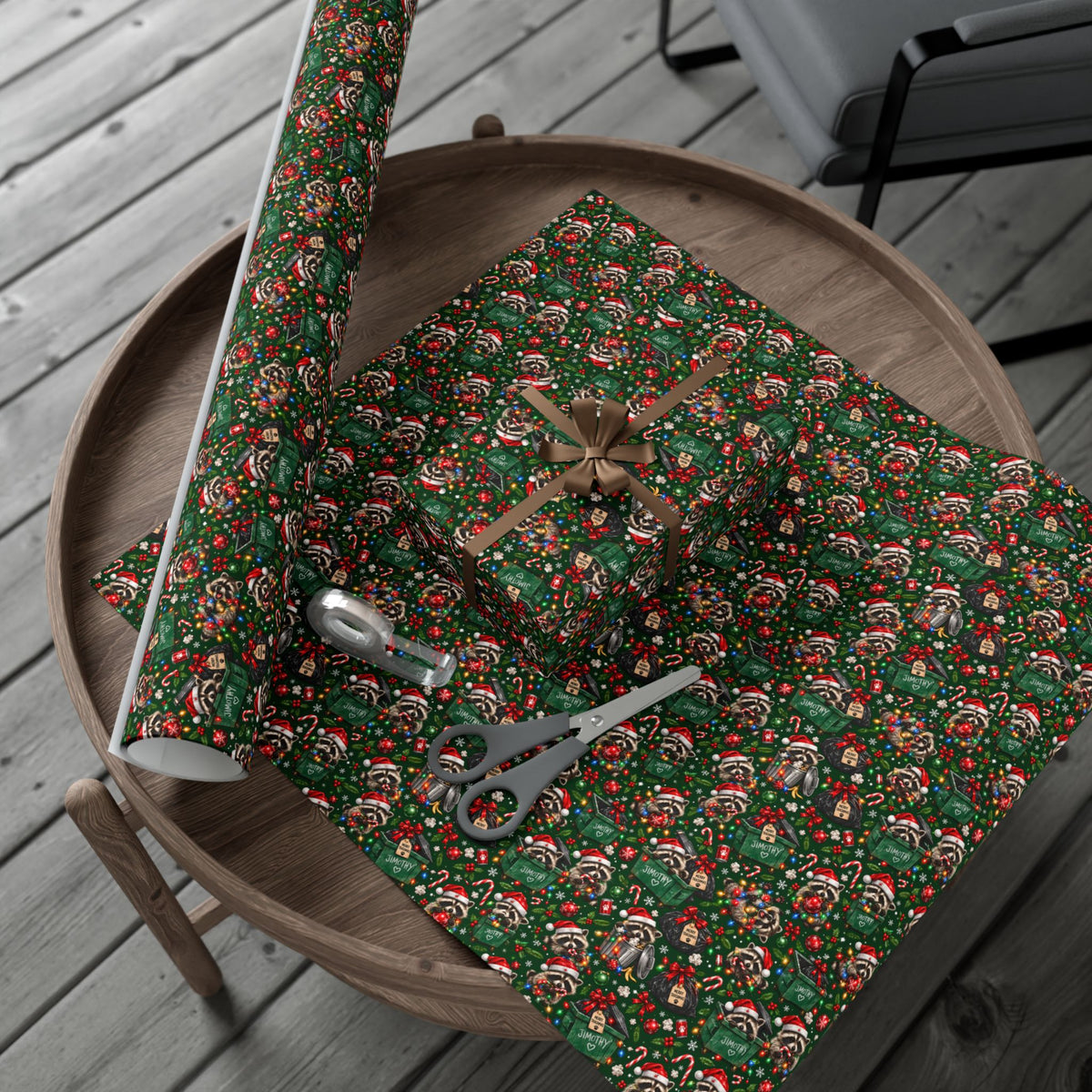 Jimothy’s Merry Trashmas Raccoon Christmas Wrapping Paper