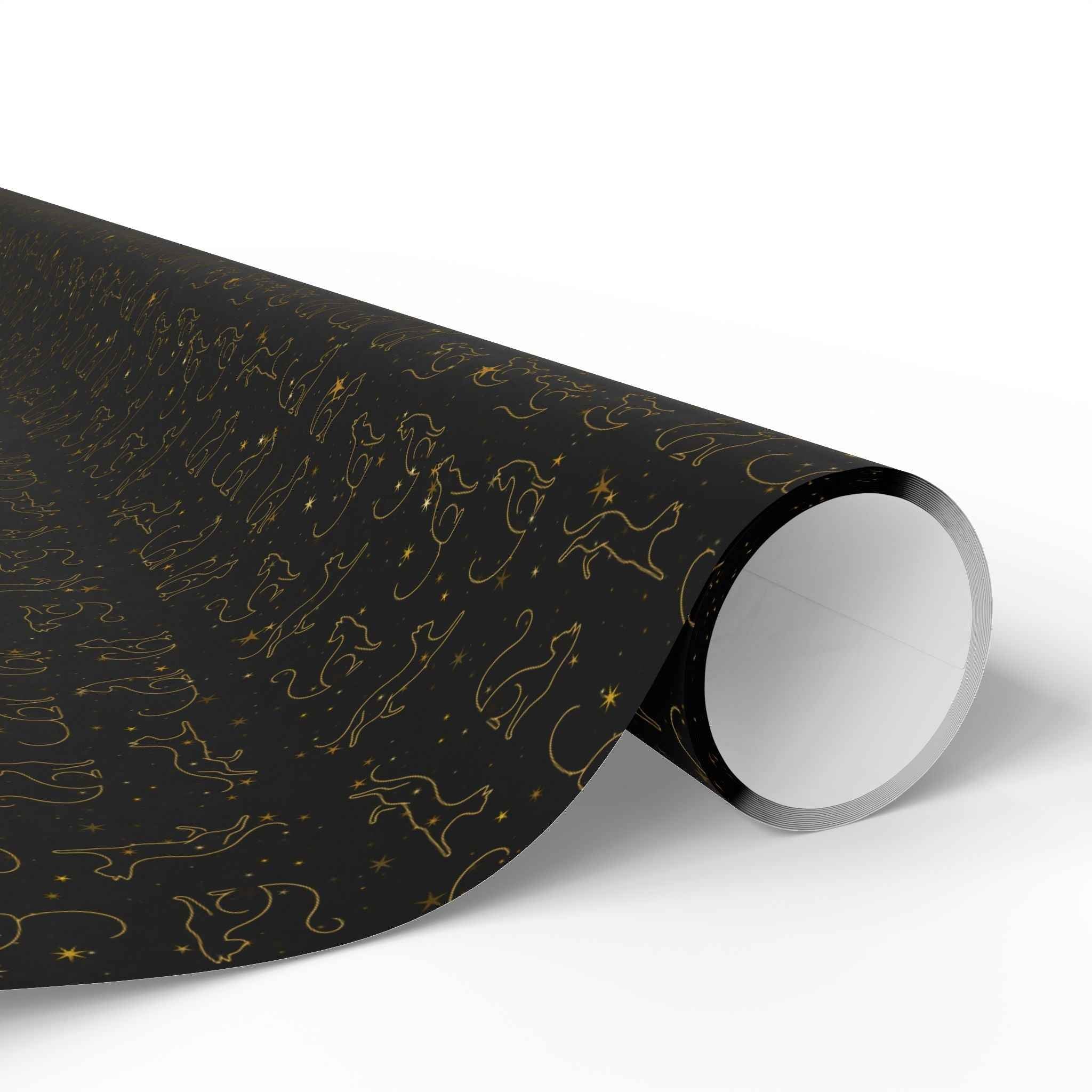 Gold Foil Line-Art Cats Gift Wrap – Elegant All-Purpose Wrapping Paper