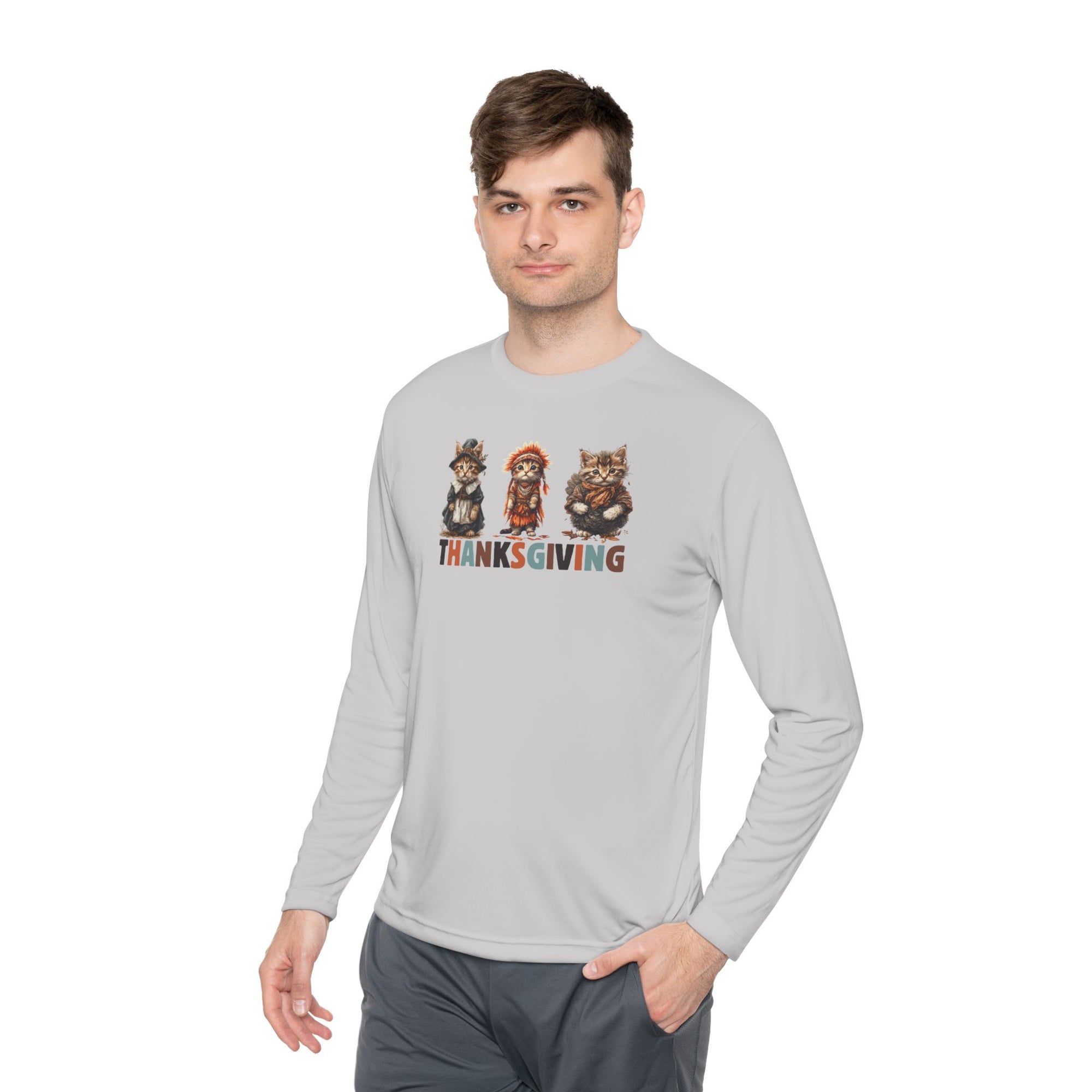 Thanksgiving Cat Themed Unisex Long Sleeve Tee