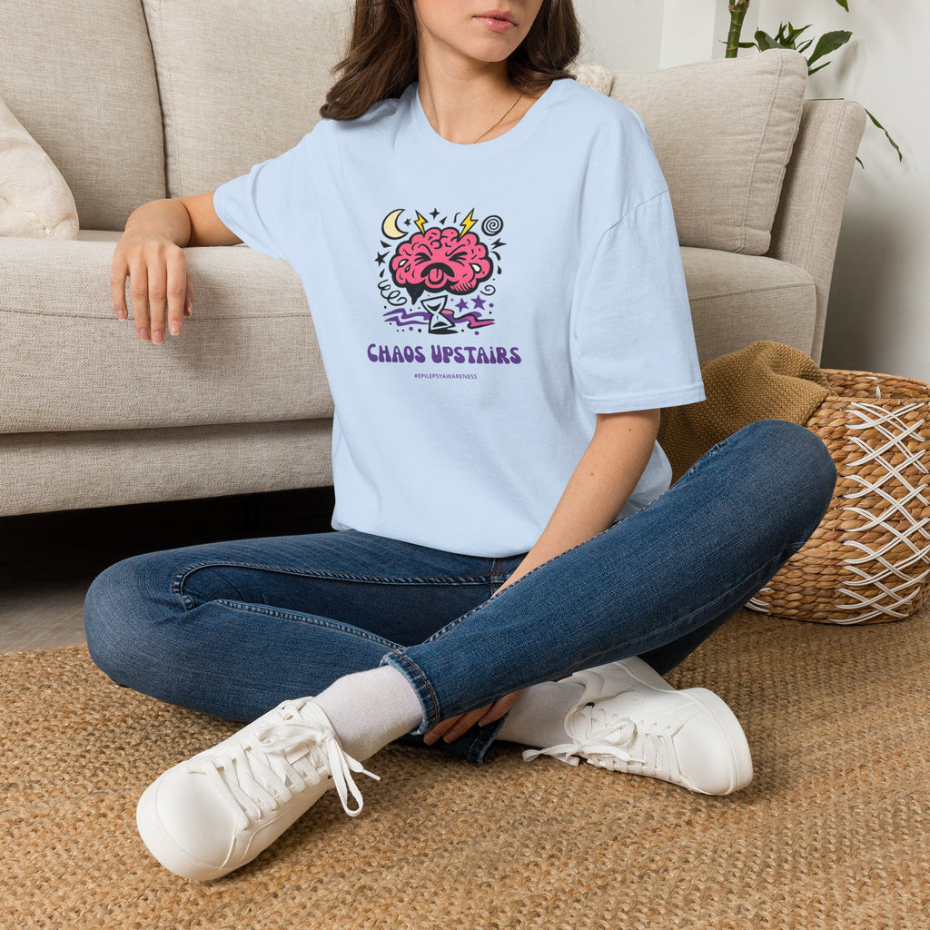 Chaos Upstairs Epilepsy Awareness T-Shirt | Funny Neurostrong Brain Graphic Tee