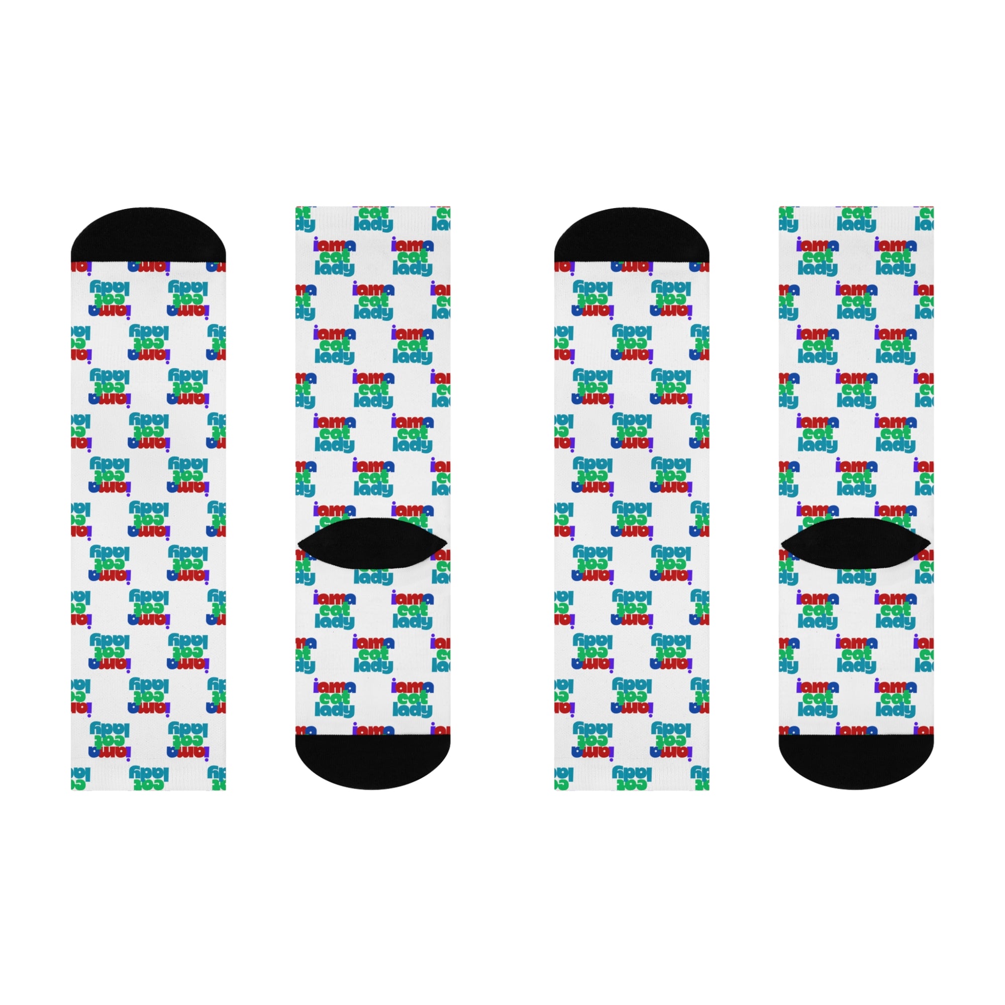 Colorful Cat Lady Statement Cushioned Crew Socks