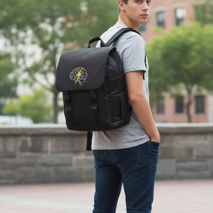Brain Lightning Bolt Canvas Shoulder Backpack