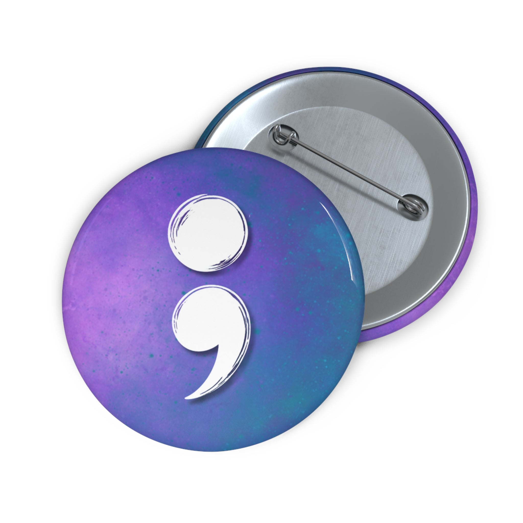 Semicolon Suicide Awareness Pin Button | Purple Blue Resilience Pin