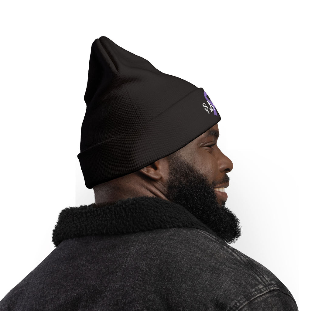 Seize the Day Embroidered Knit Beanie, Cozy Awareness Hat