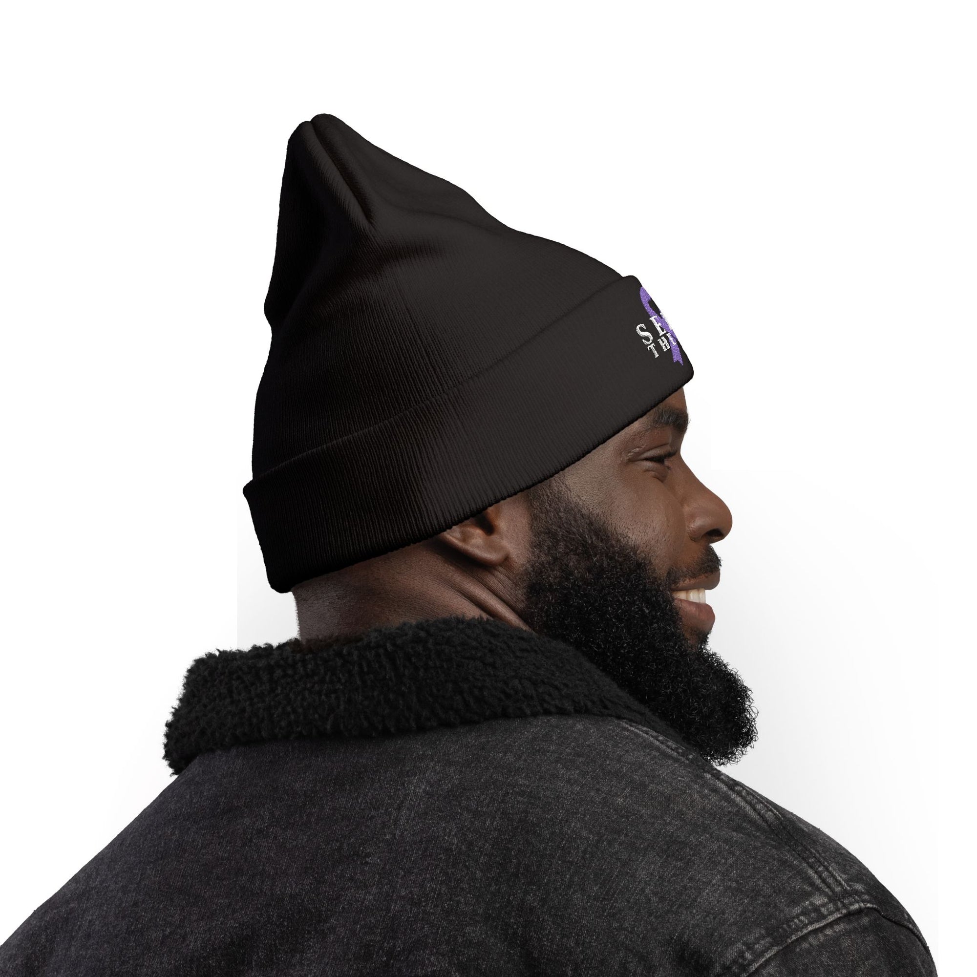 Seize the Day Embroidered Knit Beanie, Cozy Awareness Hat