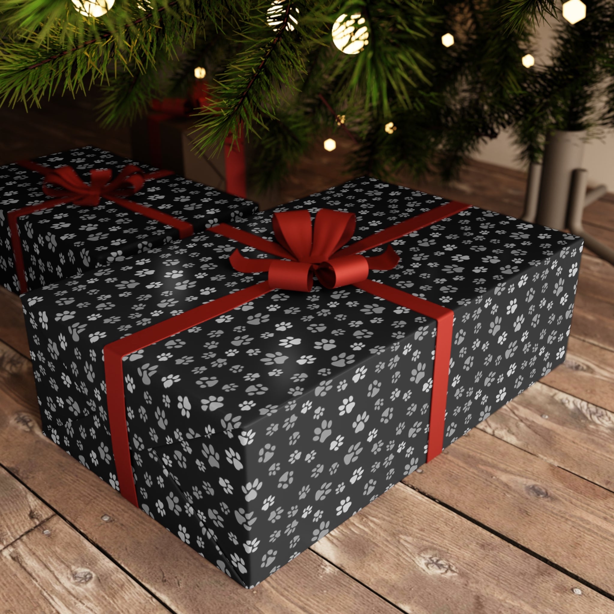 Black Paws Gift Wrapping Paper Sheets, 1pc
