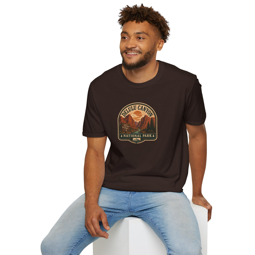 Delulu Canyon National Park Unisex T-Shirt | Funny Retro National Park Parody Tee