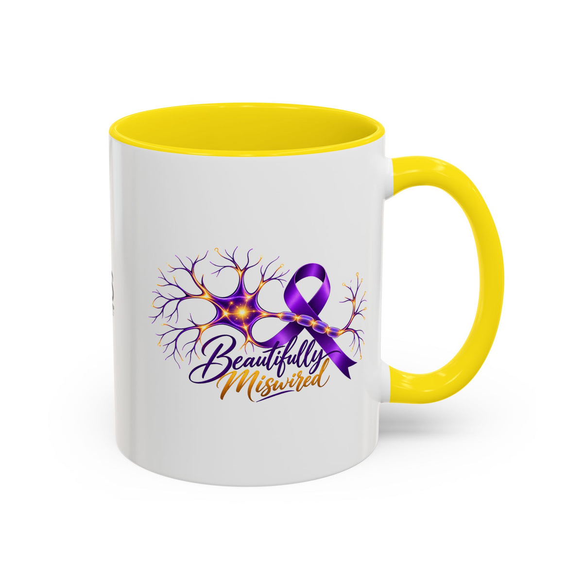 Beautifully Miswired Epilepsy Awareness Ceramic Mug | Purple Ribbon & Neuron Design (11/15oz)