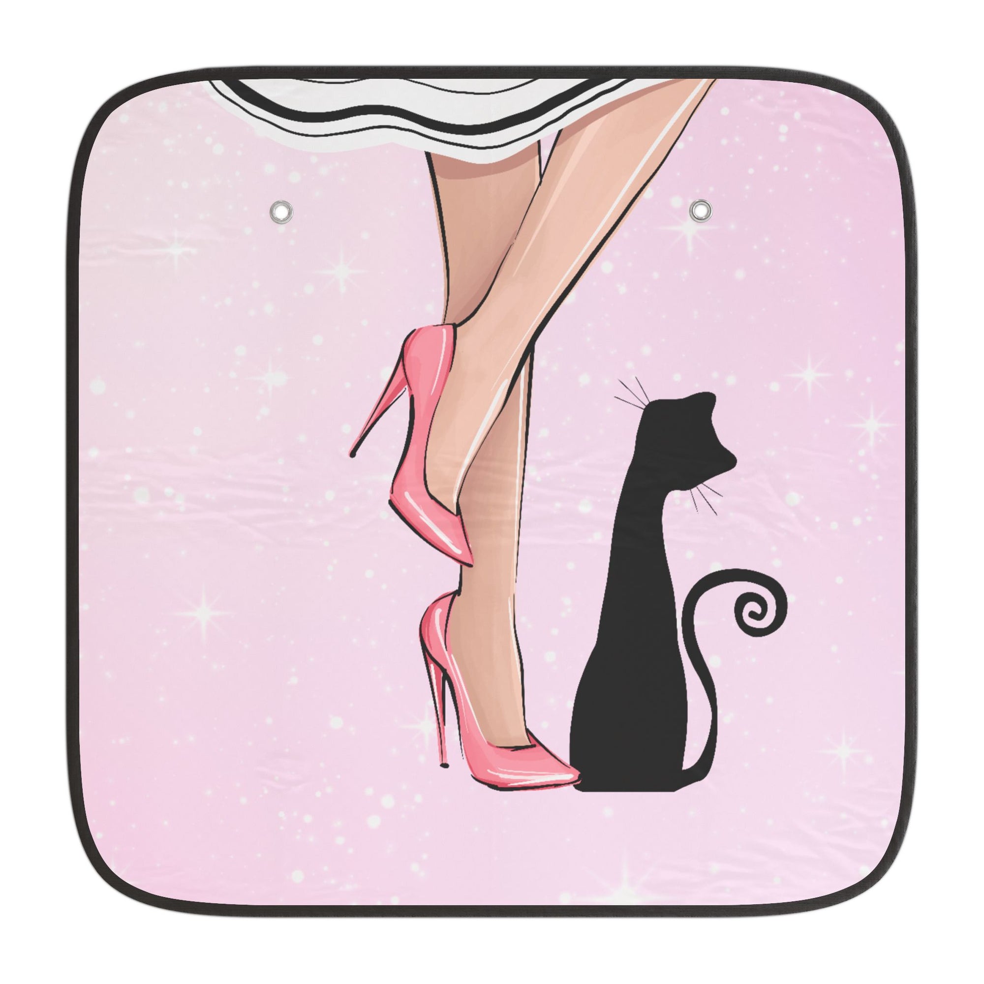 Chic Cat-Themed Car Sun Shades with Heels Design, UV Protection