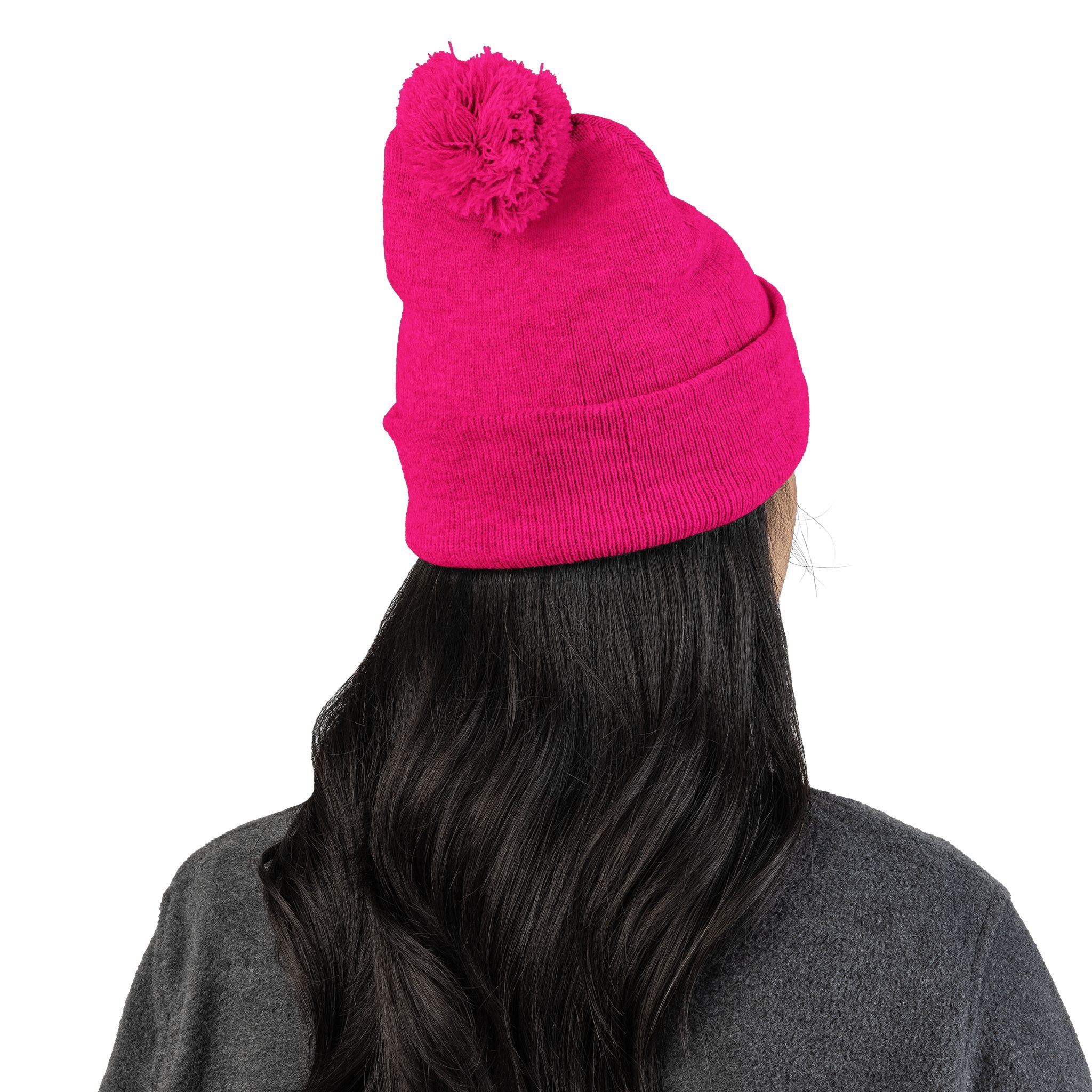 Still Here Pom-Pom Beanie – Epilepsy Awareness Knit Hat with Purple Ribbon