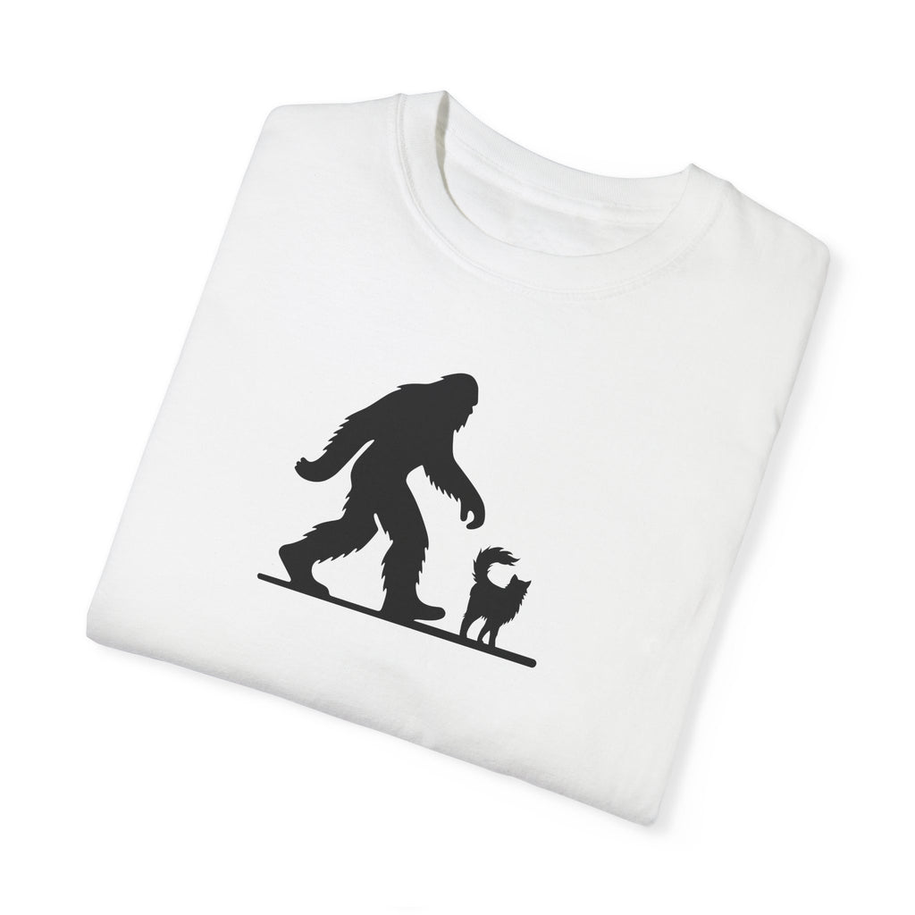 Bigfoot & Cat Unisex Garment-Dyed T-Shirt - Fun Casual Wear