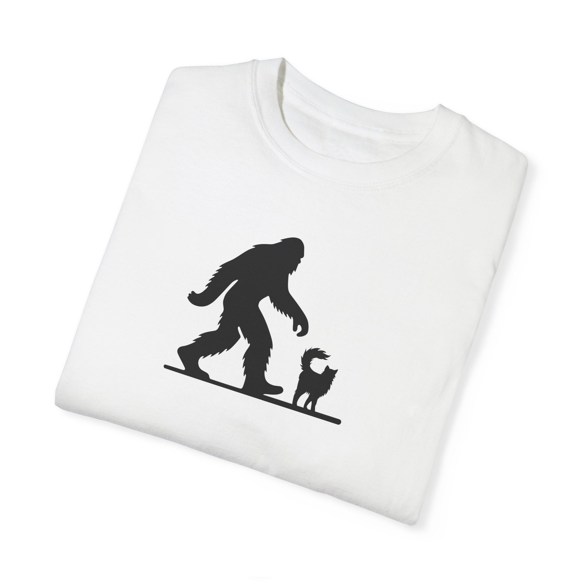 Bigfoot & Cat Unisex Garment-Dyed T-Shirt - Fun Casual Wear