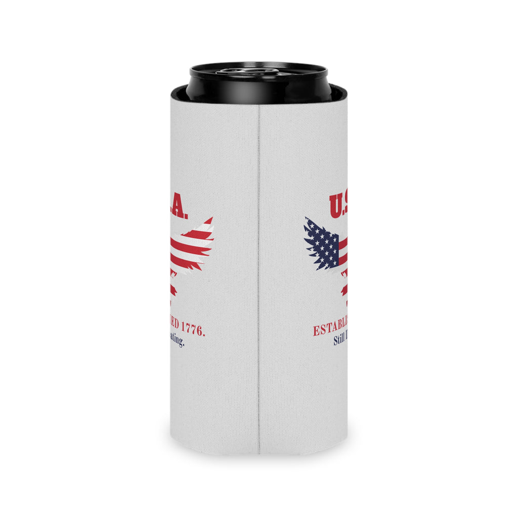 USA Established 1776 Still Debating Can Cooler Sleeve | Patriotic Funny Koozie