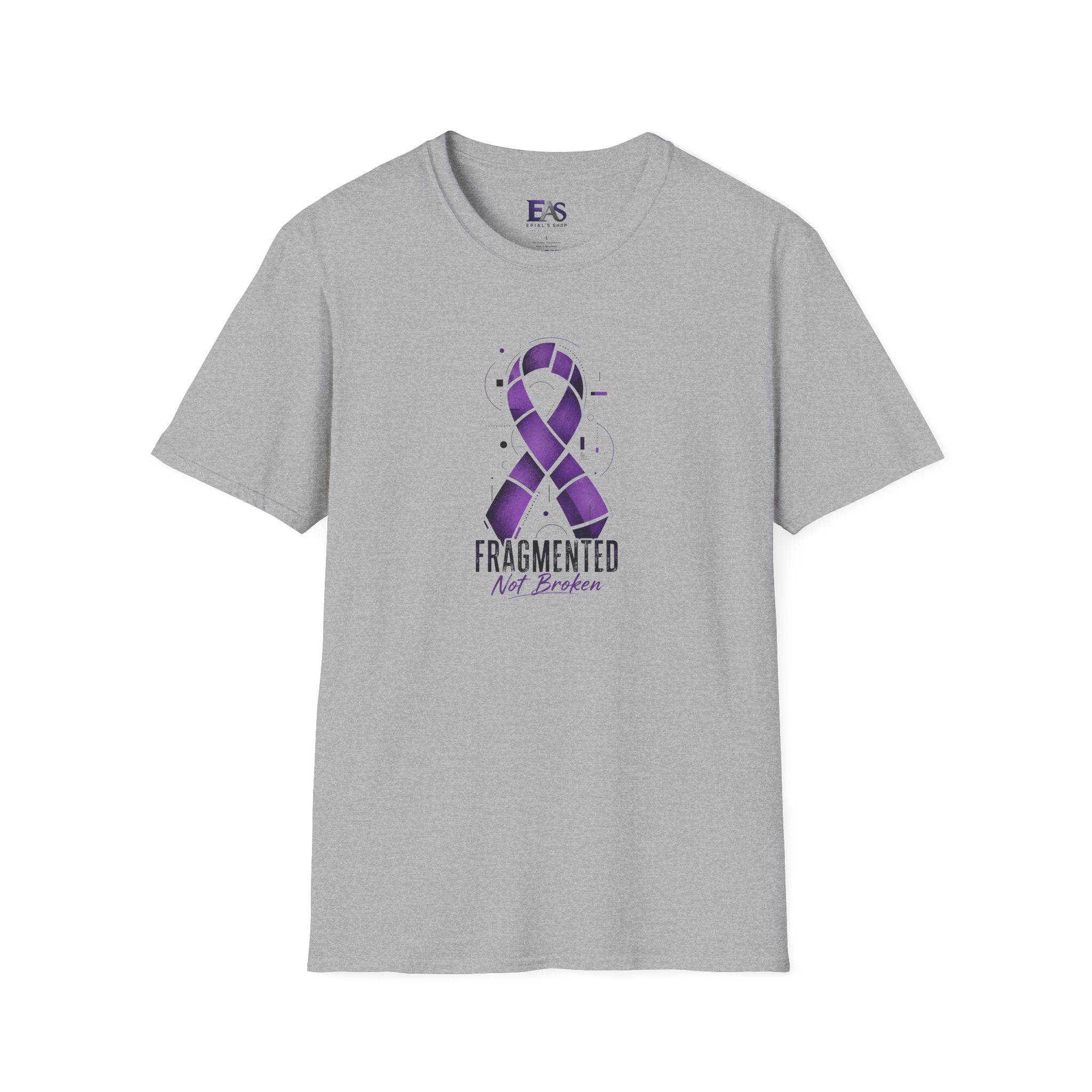 Fragmented, Not Broken Epilepsy Awareness T-Shirt | Purple Ribbon Unisex Graphic Tee