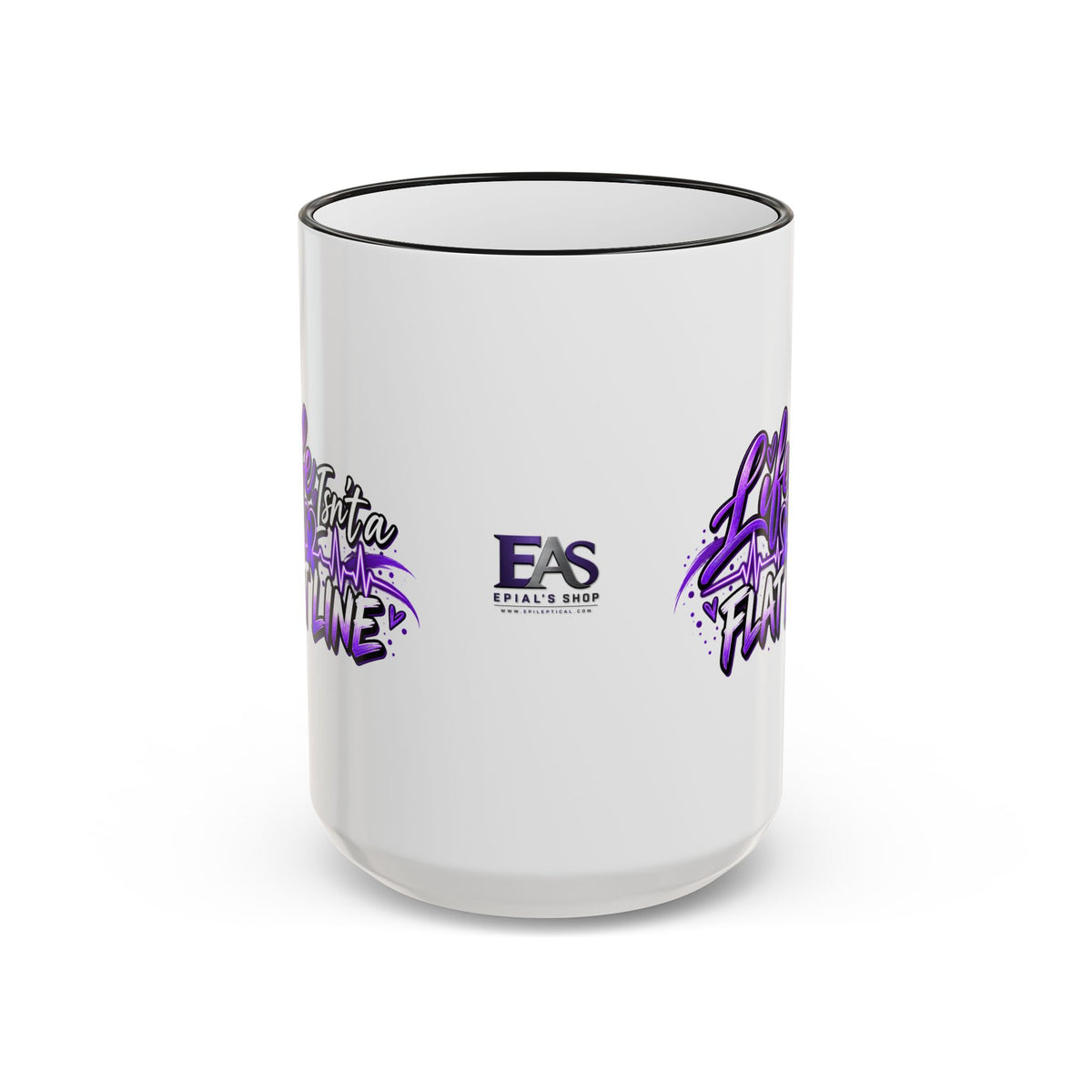 Life Isn’t a Flat Line Epilepsy Awareness Accent Mug — 11/15oz