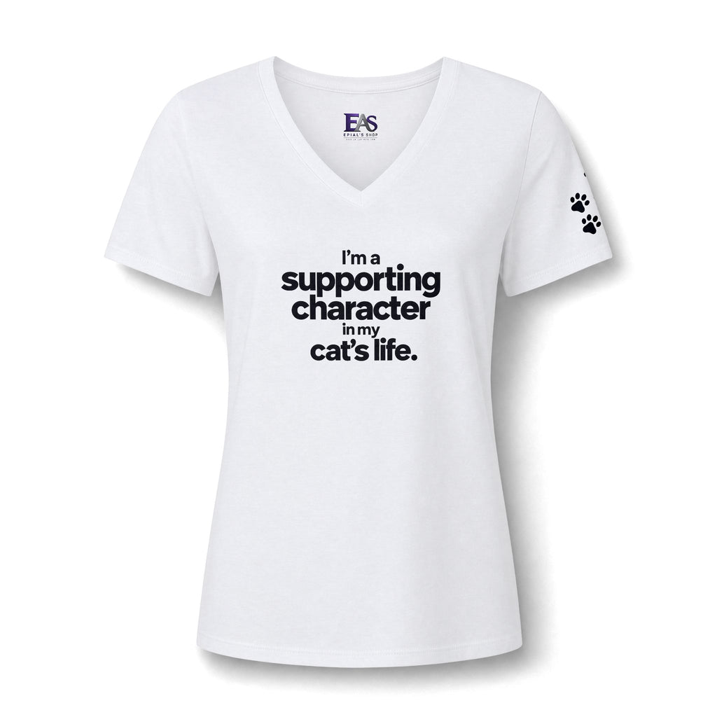 Supporting Character in My Cat’s Life Women’s V-Neck Tee
