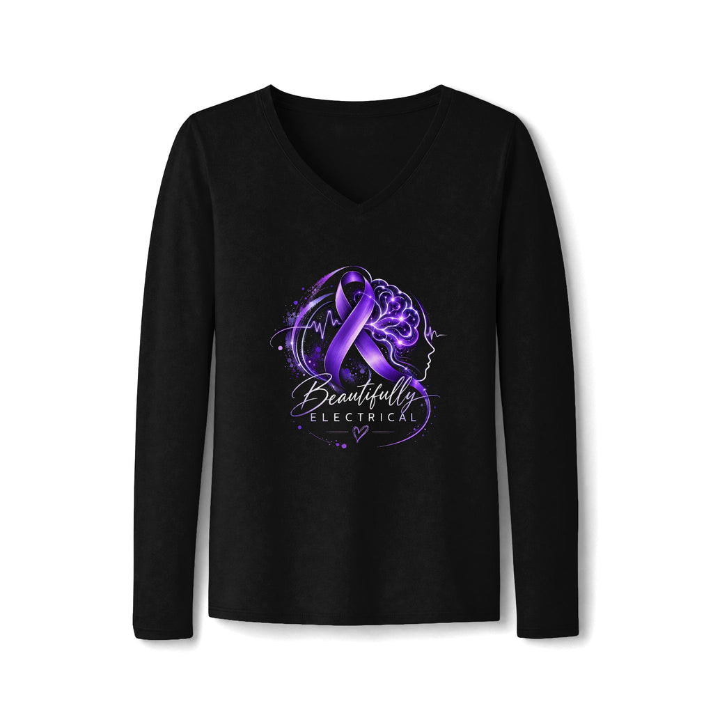 Beautifully Electrical Epilepsy Awareness Women’s Long Sleeve V-Neck Tee