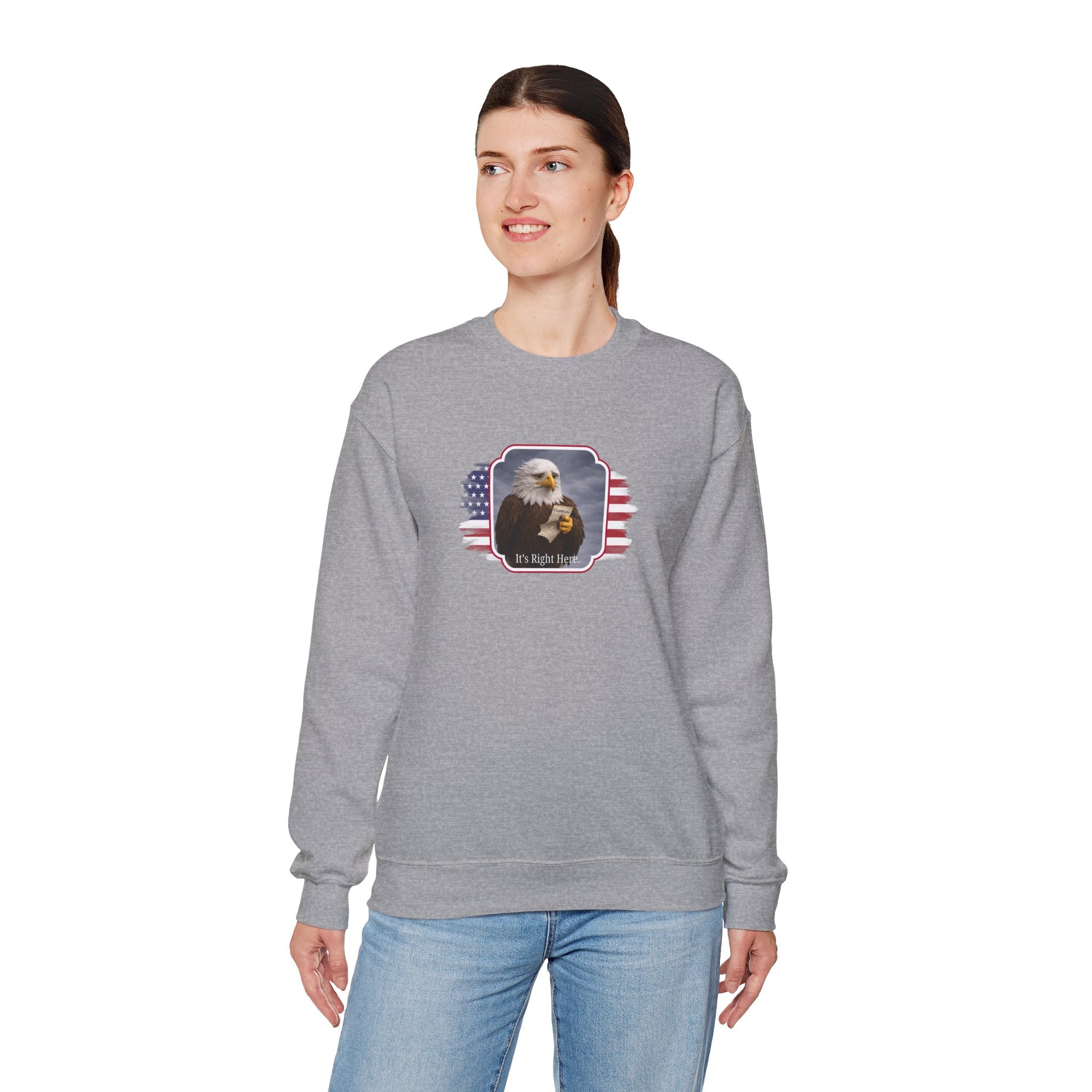“It’s Right Here” Political Parody Crewneck Sweatshirt