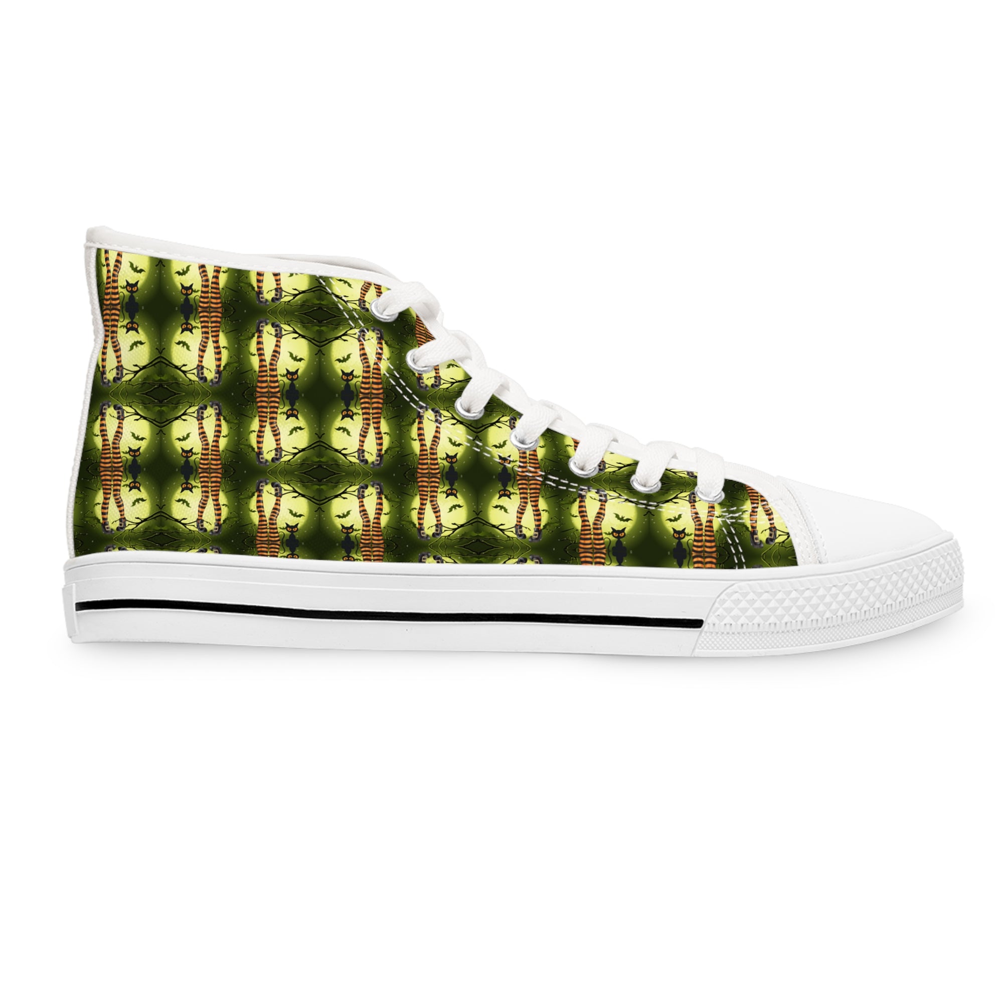 Women’s High Top Sneakers with Halloween Cat Lady Design