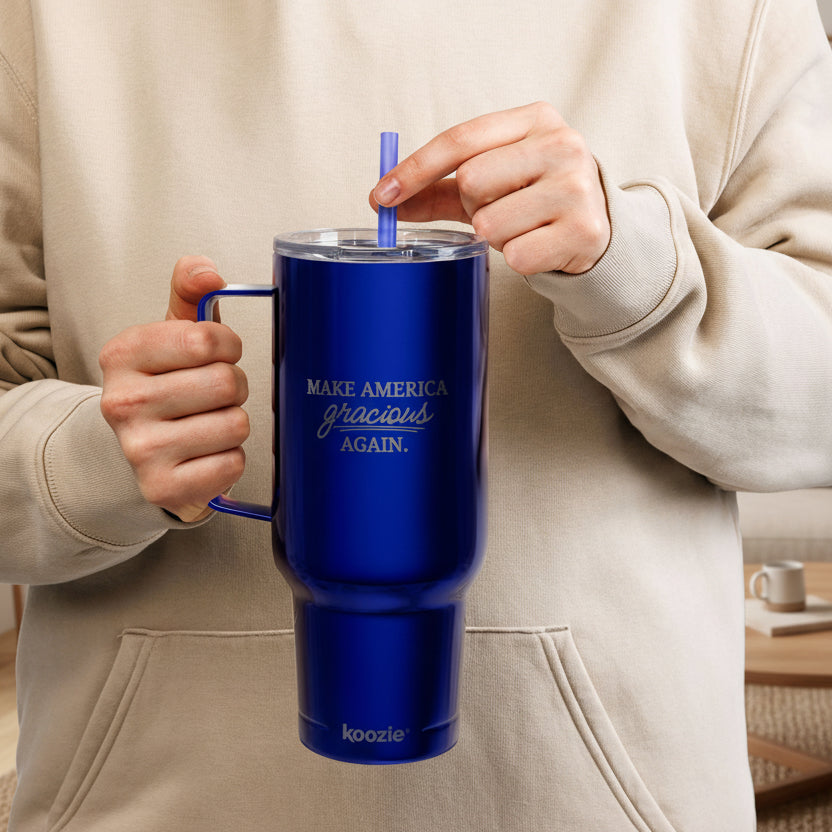 Make America Gracious Again 40oz Insulated Tumbler – Engraved Travel Mug with Handle