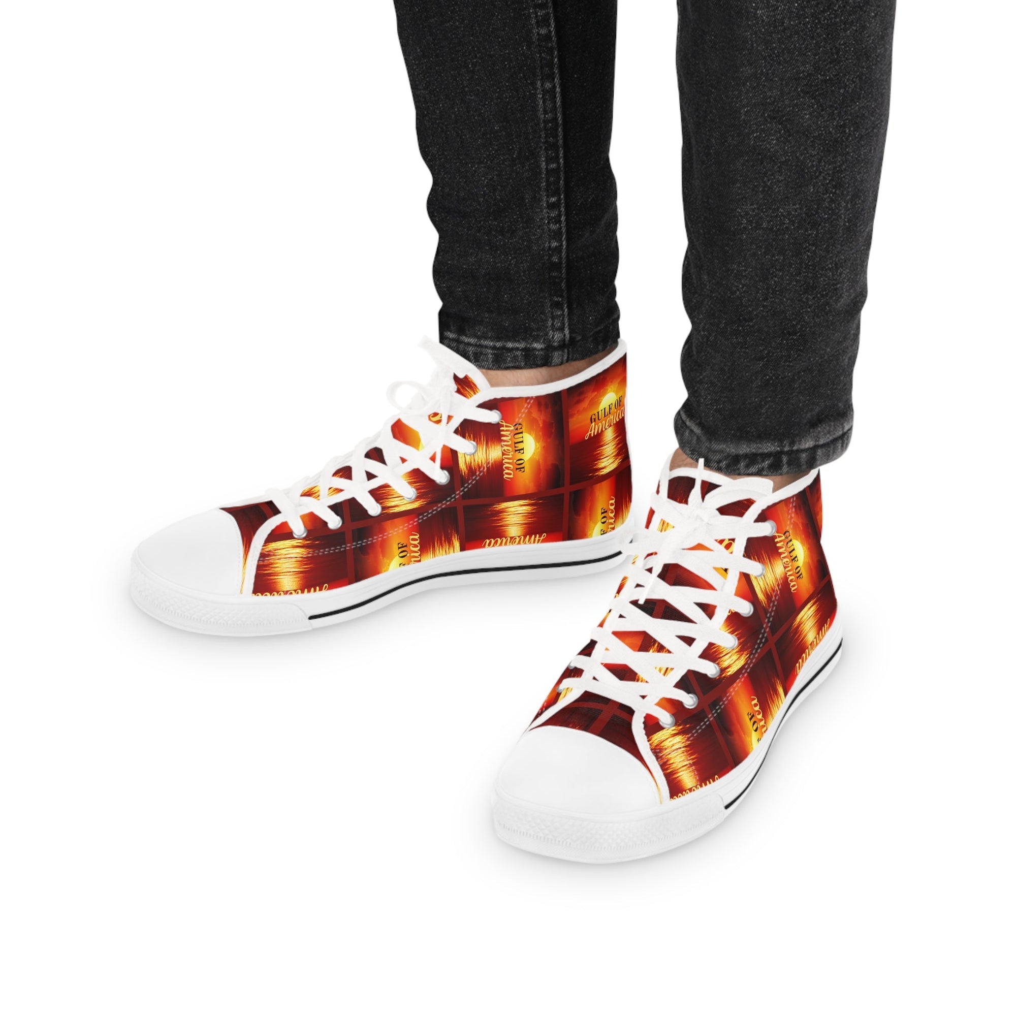 Vintage Style High Top Sneakers - Bold 'Gulf of America' Design Printify