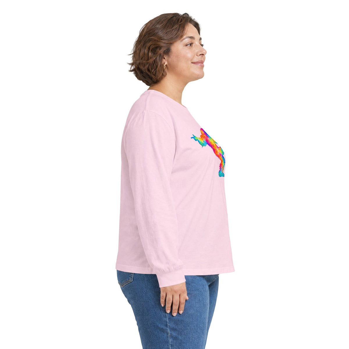 Rainbow Dancing Bigfoot Long Sleeve T-Shirt | Colorful Psychedelic Sasquatch Tee