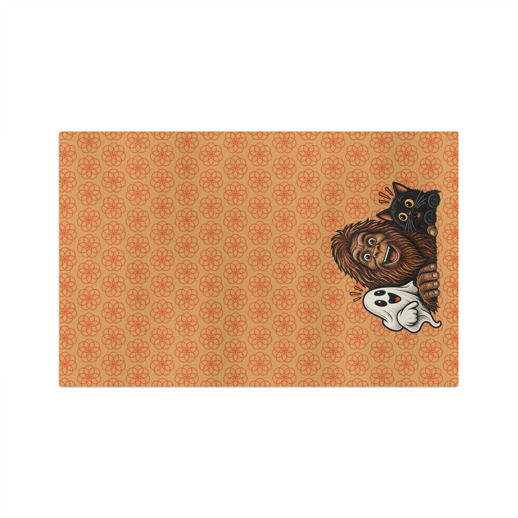 Bigfoot, Boo & Black Cat Halloween Tea Towel