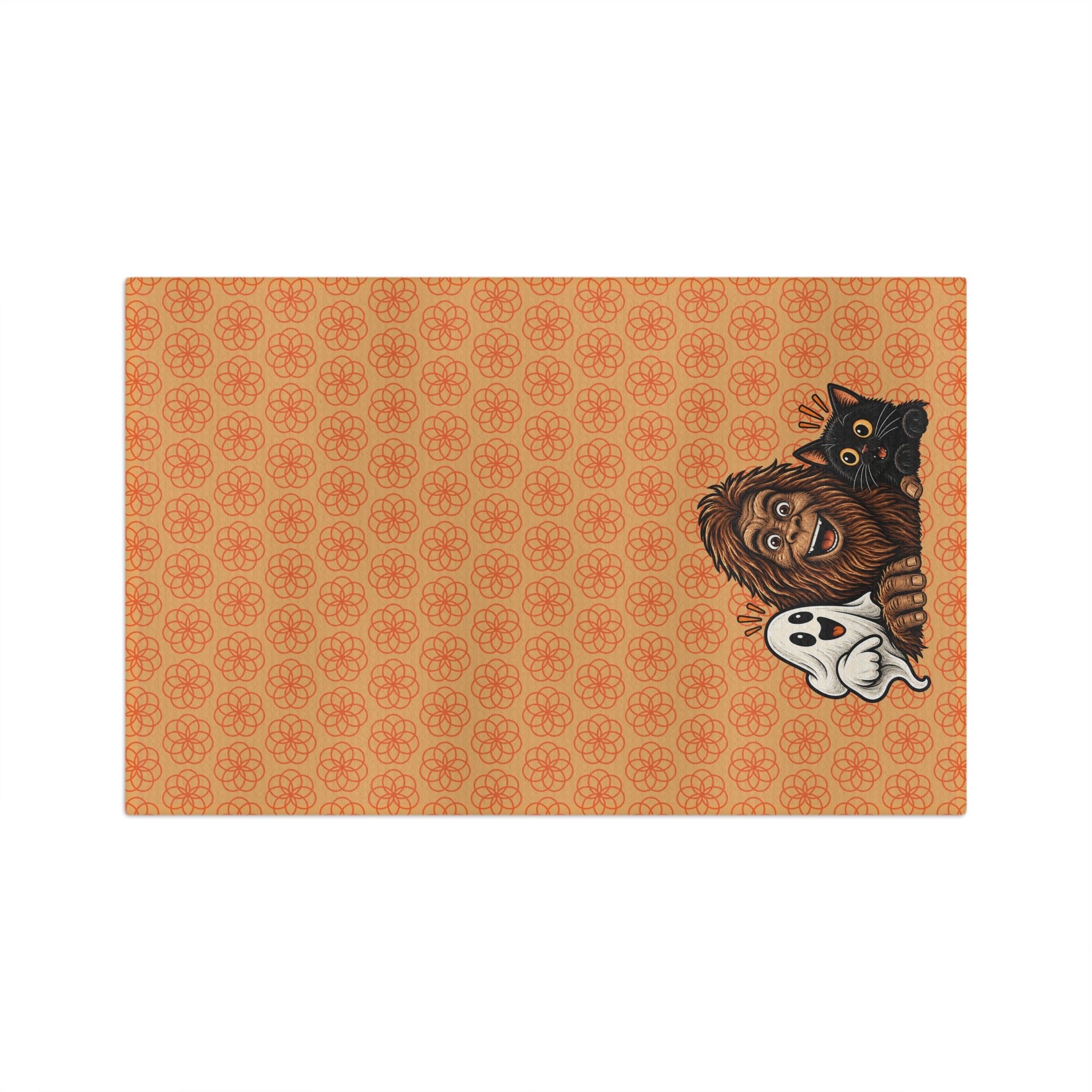 Bigfoot, Boo & Black Cat Halloween Tea Towel