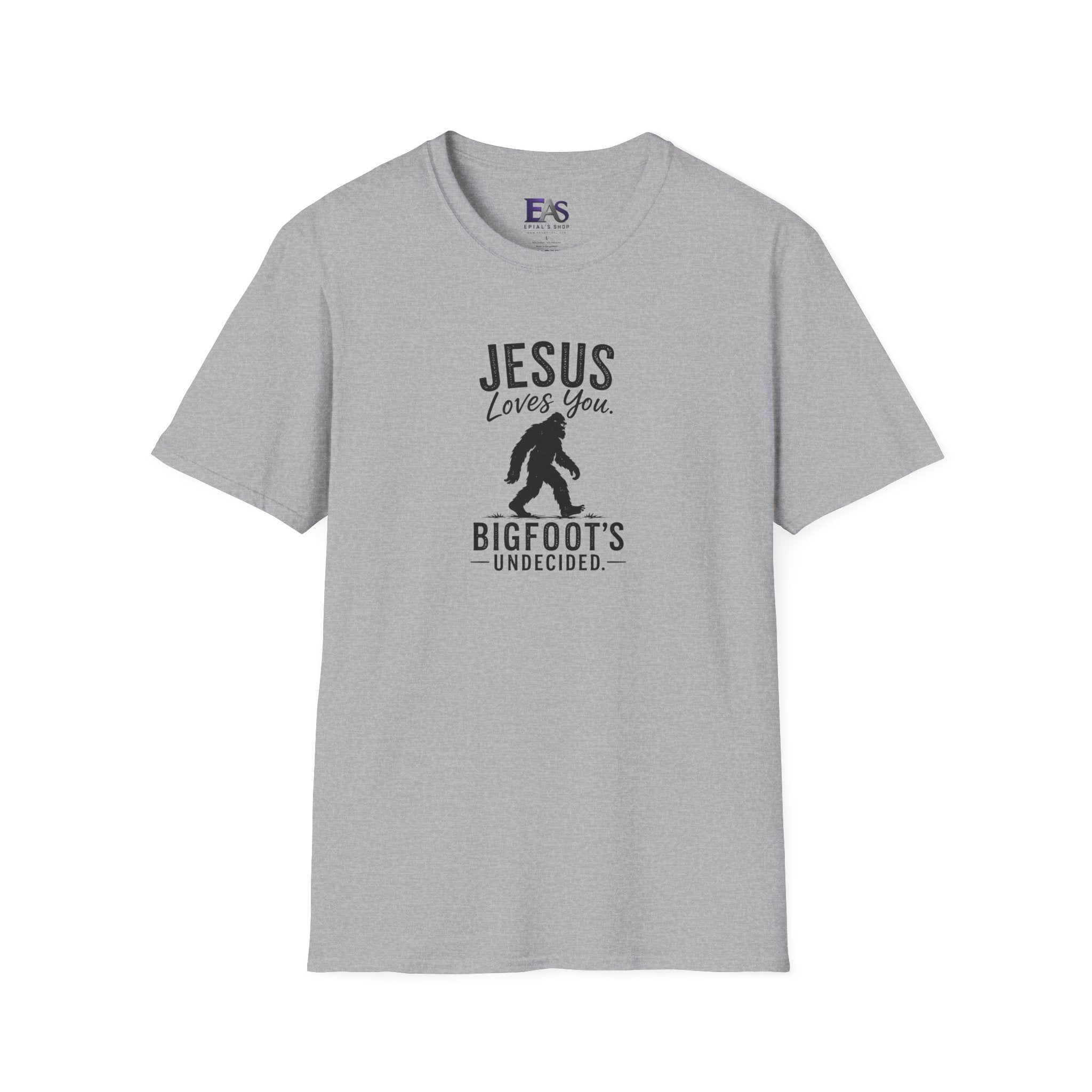 Jesus Loves You, Bigfoot’s Undecided T-Shirt | Funny Christian Sasquatch Tee