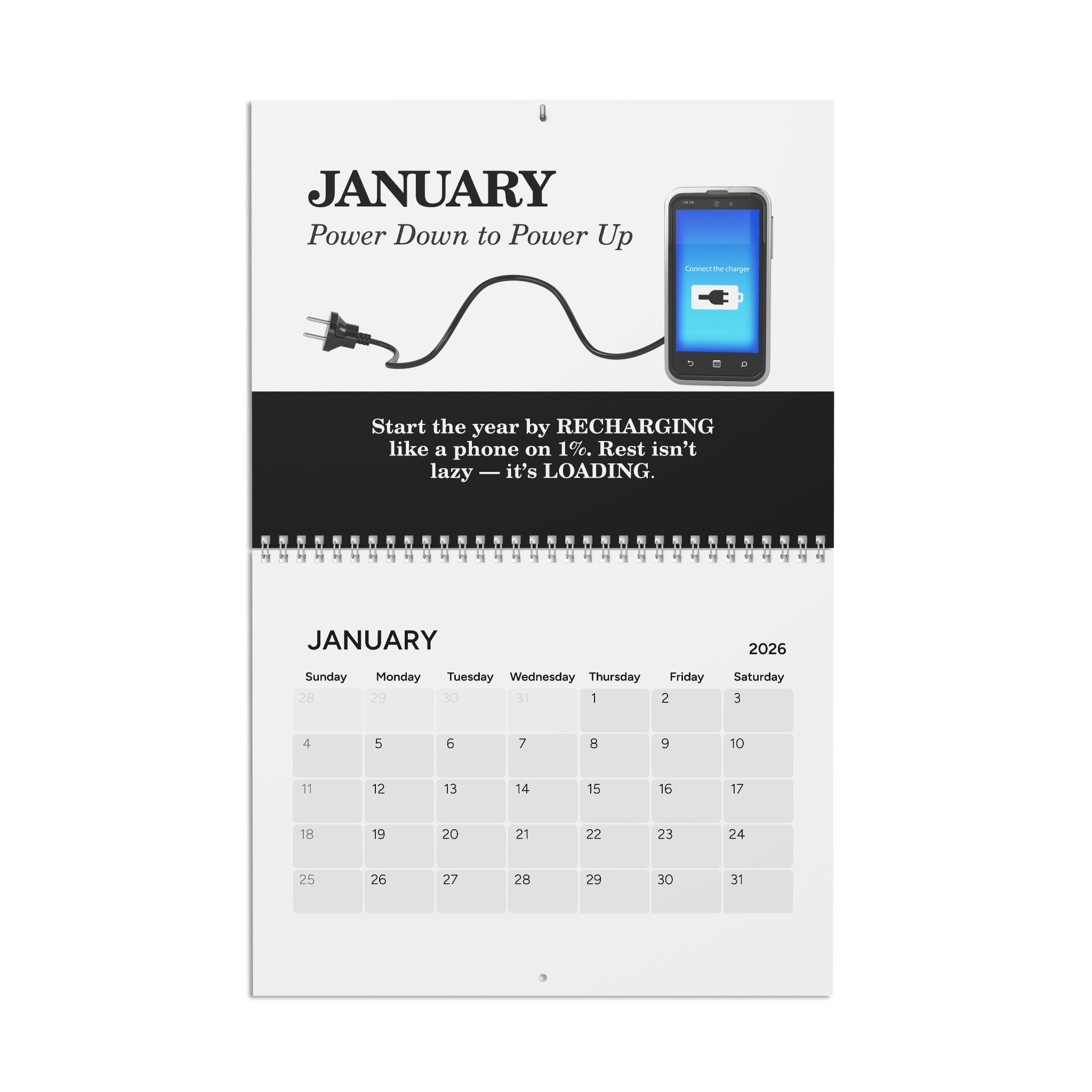 2026 Mind Unplugged Desk Calendar — A Year of Rest & Reset (Inspirational Monthly Calendar)