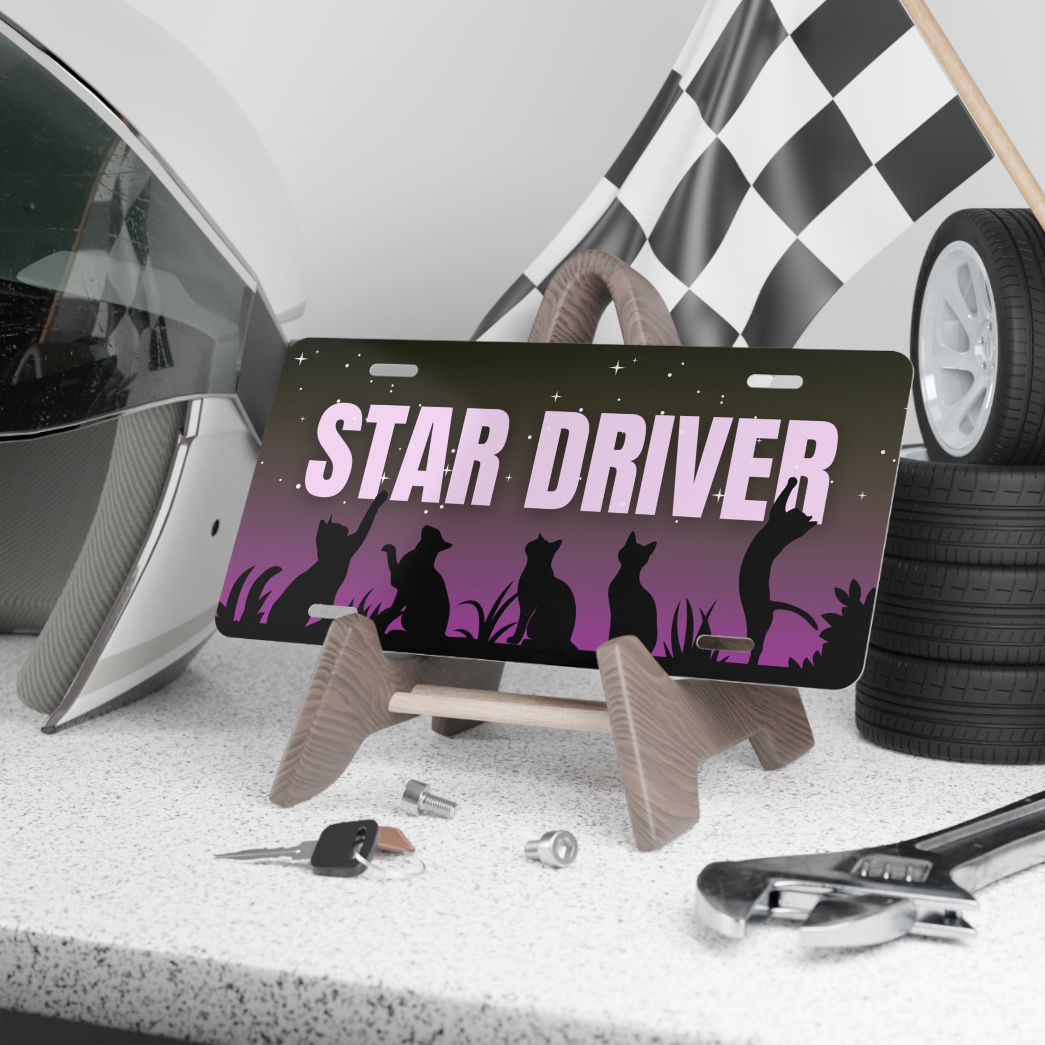 “Star Driver” Night Watchers Decorative Vanity Plate – 12" × 6"