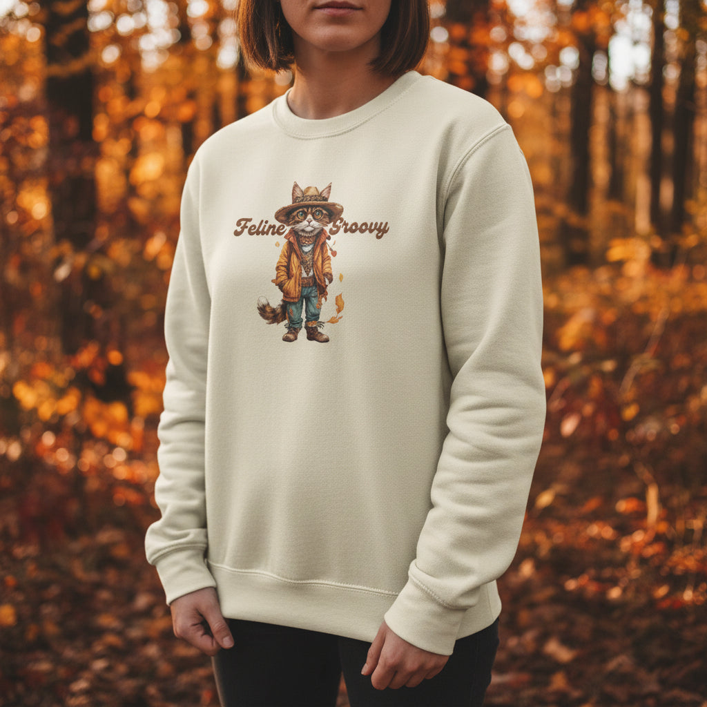 Feline Groovy Unisex Sweatshirt - Vintage Graphic Crewneck