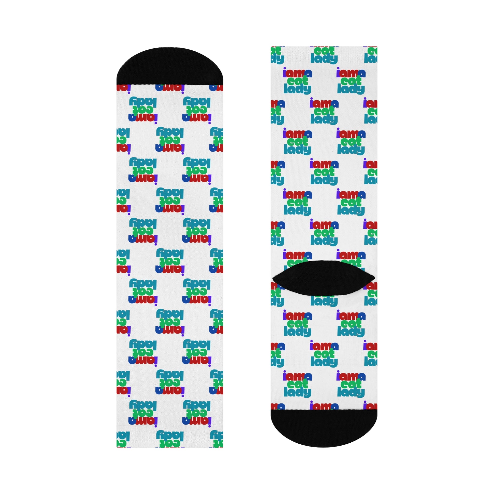 Colorful Cat Lady Statement Cushioned Crew Socks