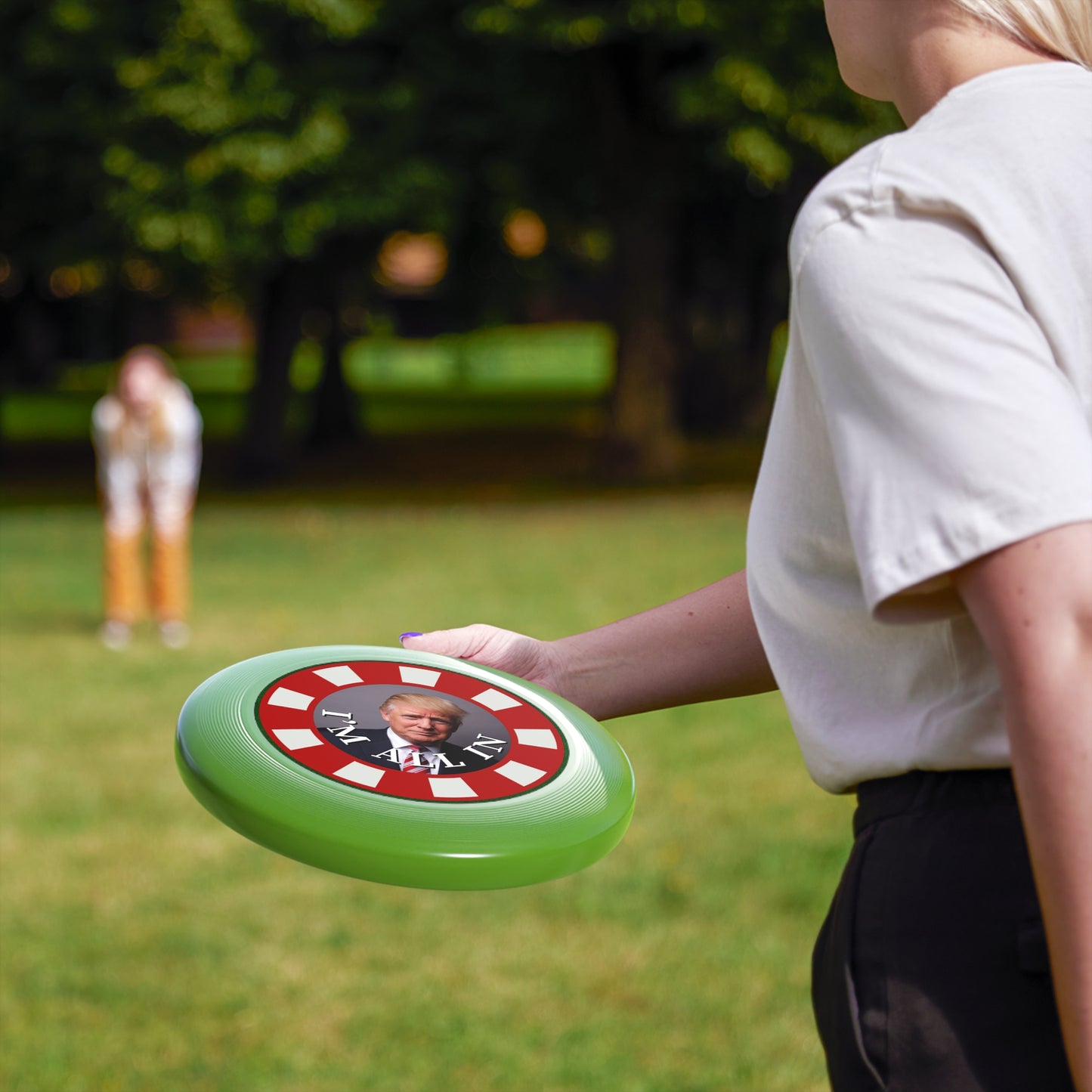 I'm All In with Trump Political Themed Frisbee - Fun Outdoor Game