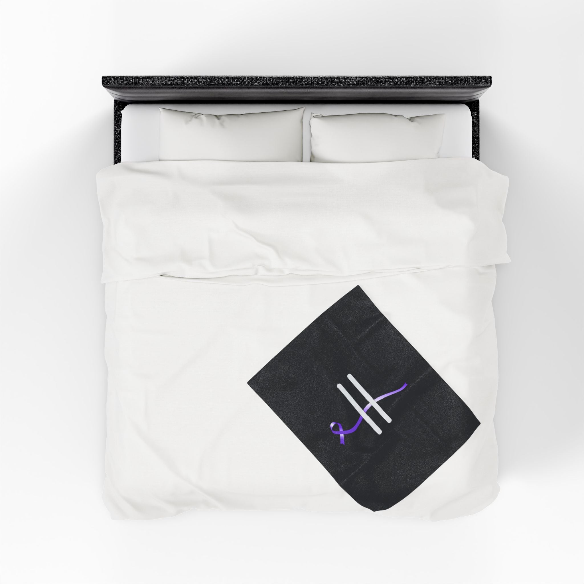 “Pause” Epilepsy Awareness Velveteen Blanket – Purple Ribbon Pause Symbol
