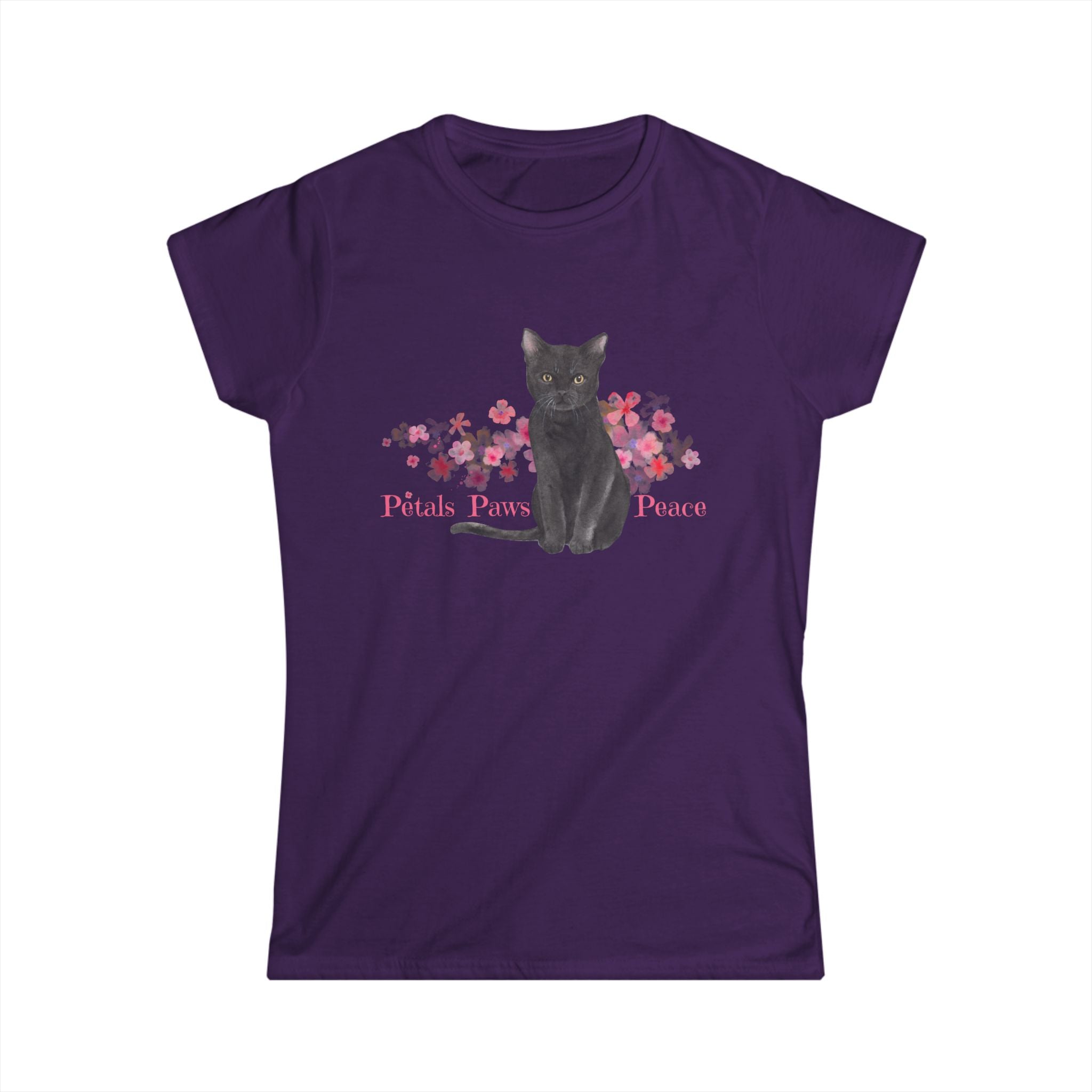 Petals, Paws & Peace Black Cat T-Shirt – Floral Cat Lover Graphic Tee