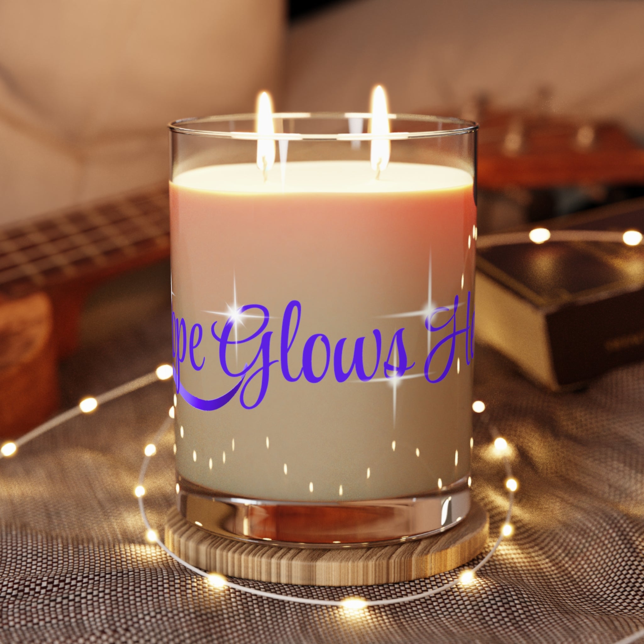 Hope Glows Here | Purple Ribbon Awareness Candle