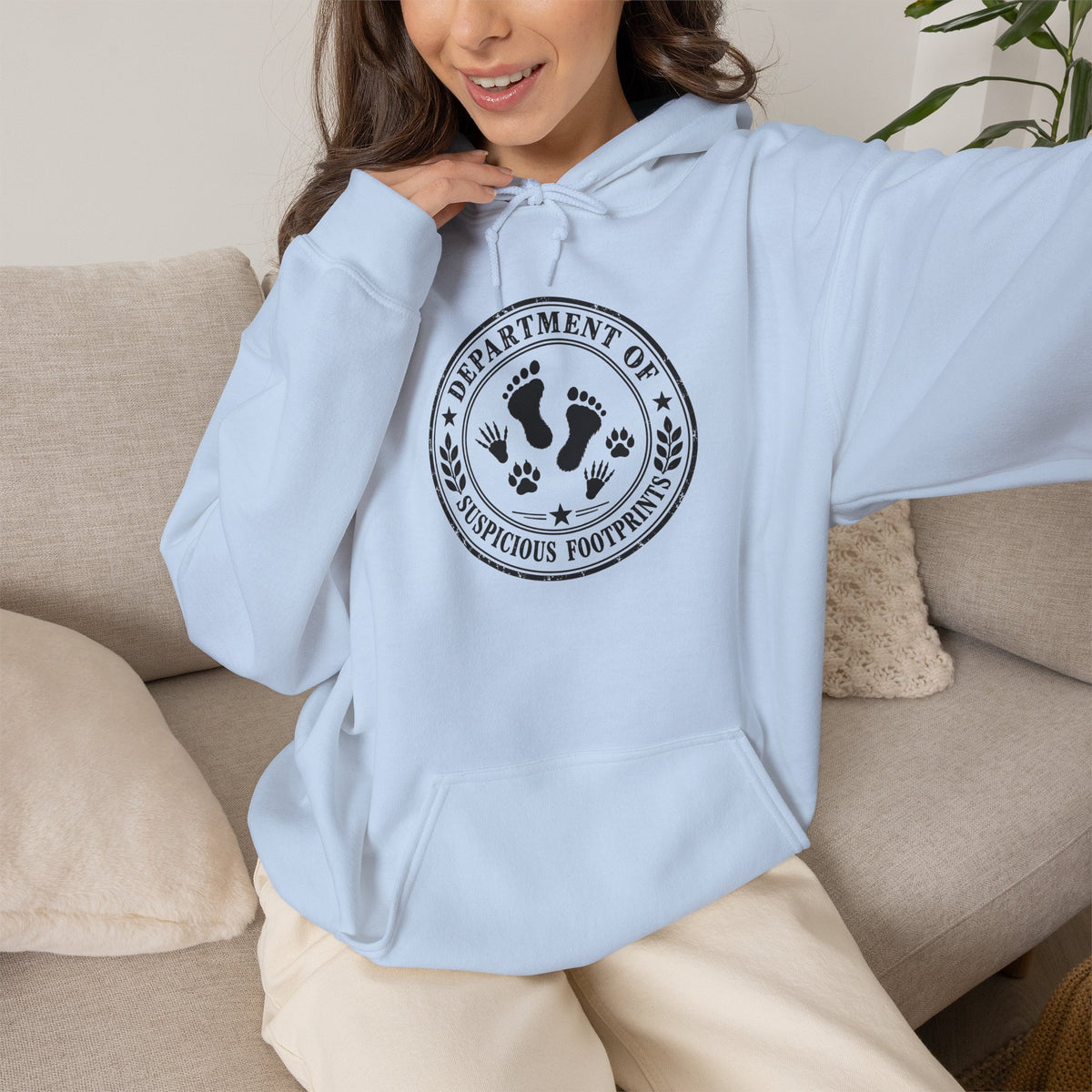 Department of Suspicious Footprints Hoodie | Bigfoot, Raccoon & Cat Cryptid Sweatshirt