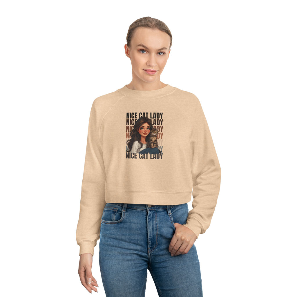Nice Cat Lady Cropped Pullover | Cozy Women's Sweatshirt
