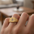 Neurostrong Ribbon Signet Ring – 18K Gold PVD Square Ring | Minimal Awareness Jewelry